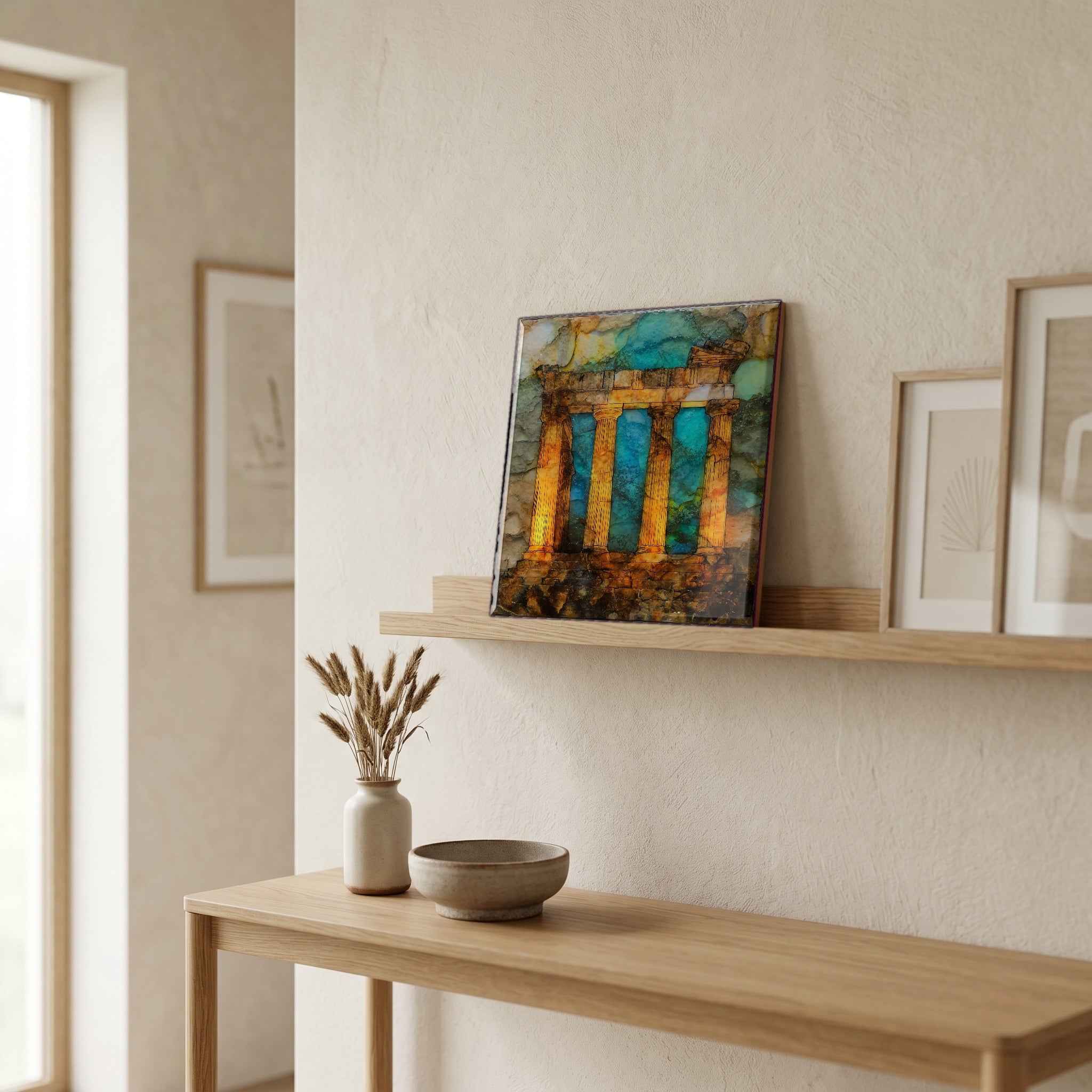 In the entryway, first thing you see.