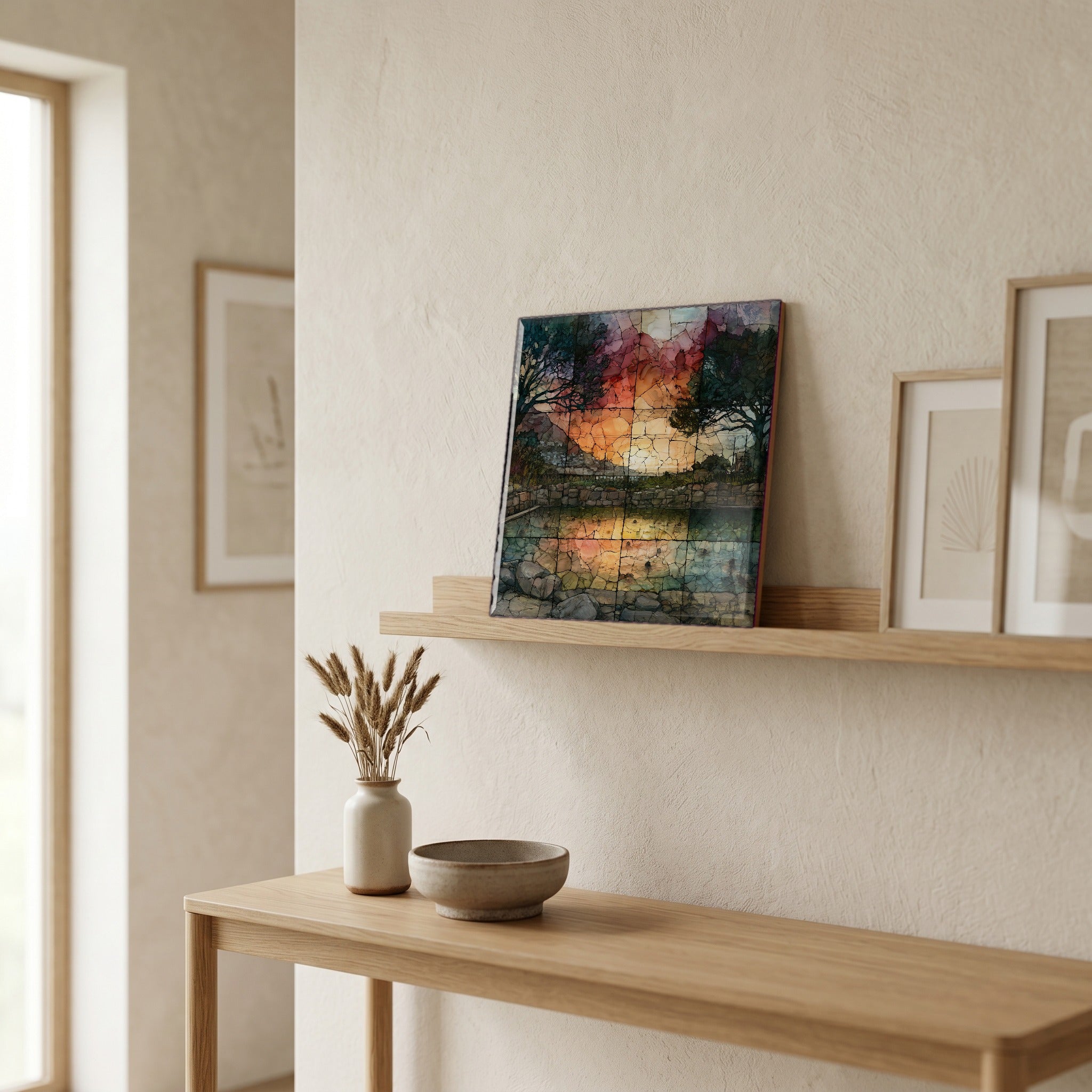 In the entryway, first thing you see.