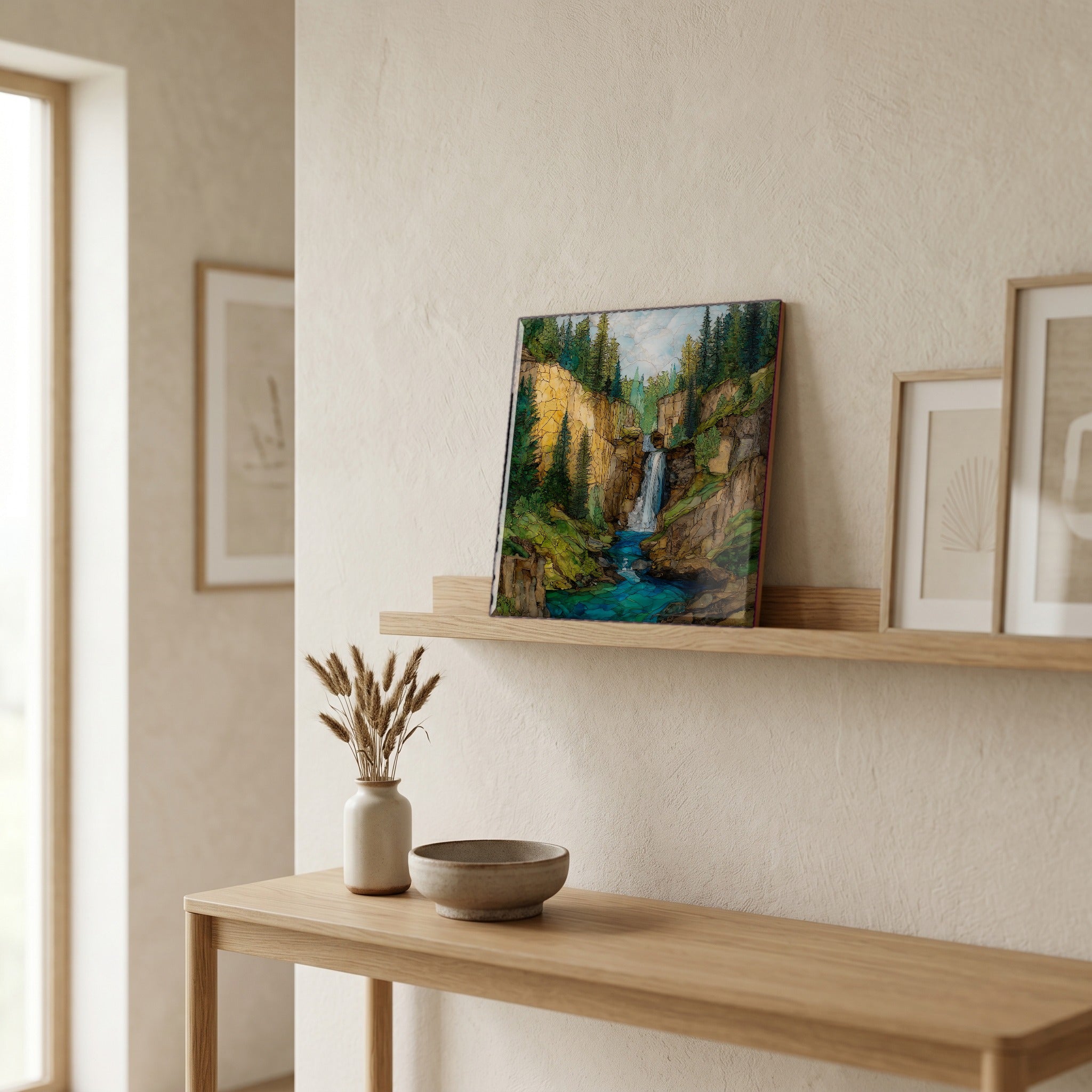 In the entryway, first thing you see.
