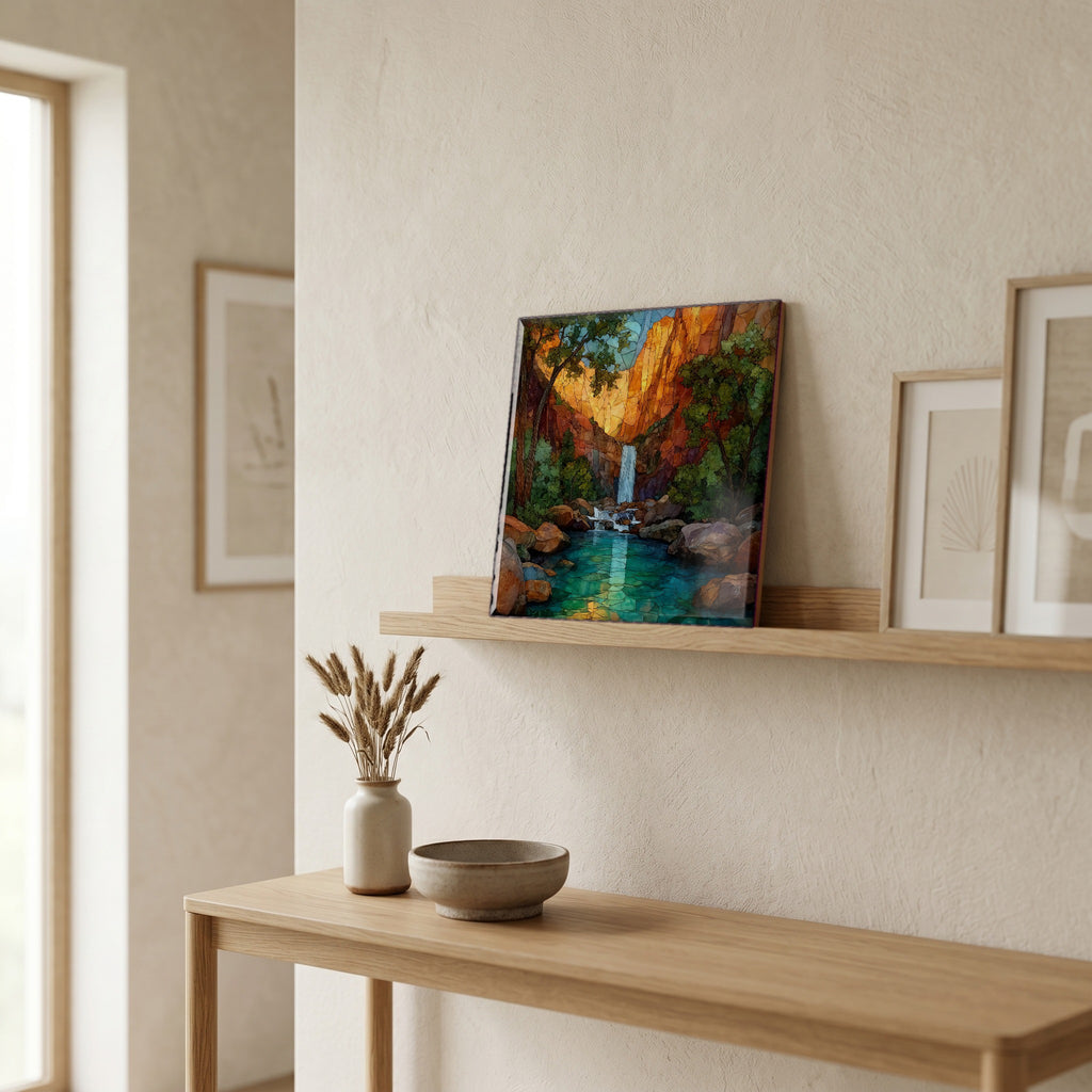 In the entryway, first thing you see.