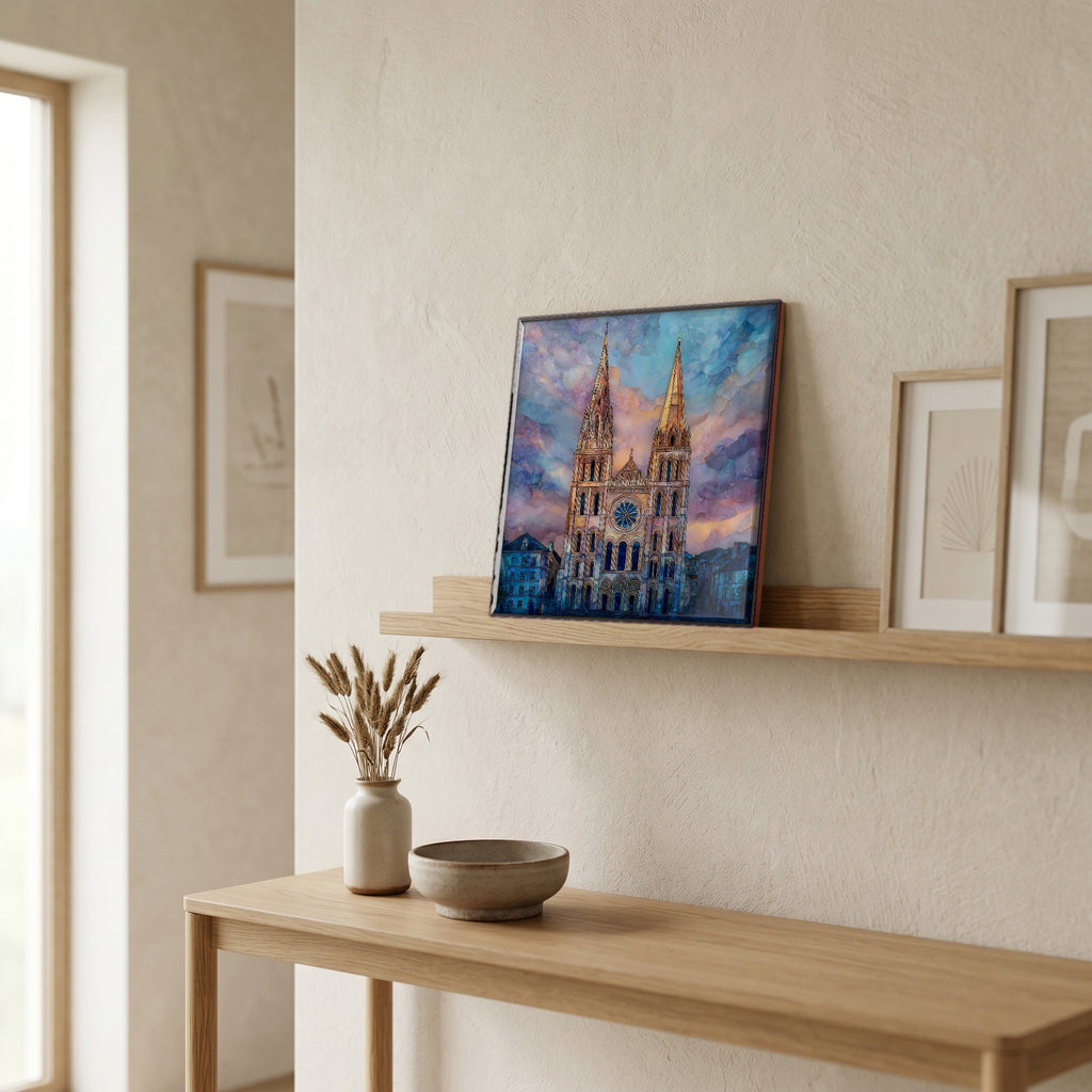 On a picture ledge, where the light comes in.