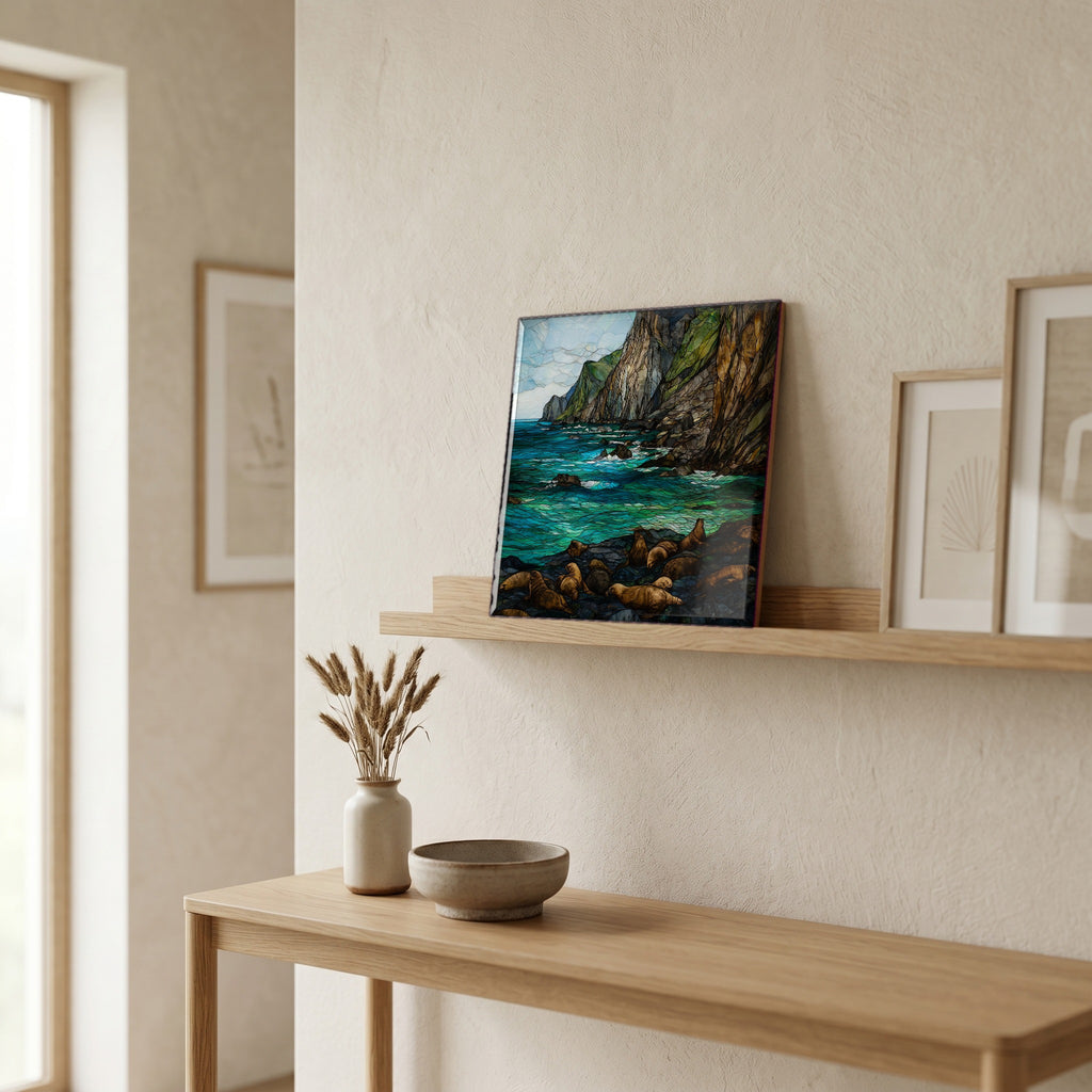 In the entryway, first thing you see.
