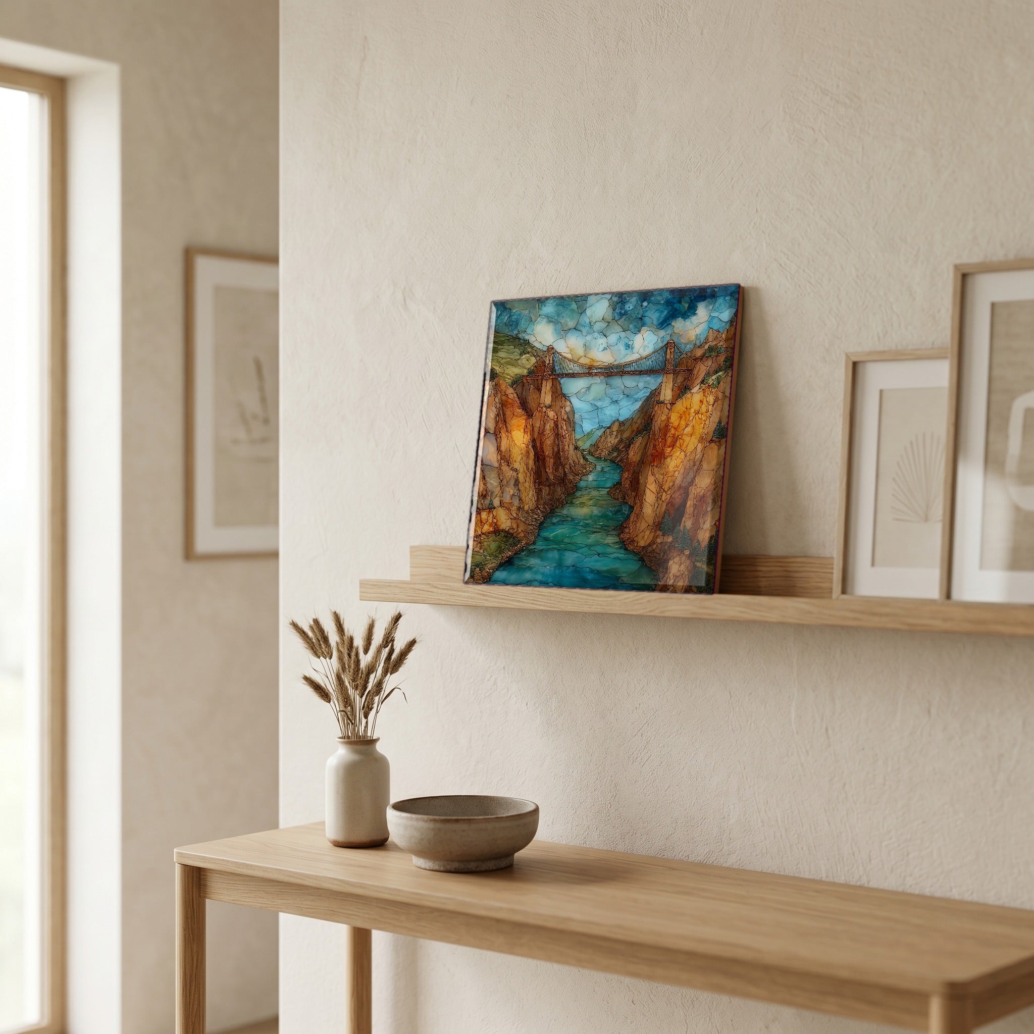 In the entryway, first thing you see.