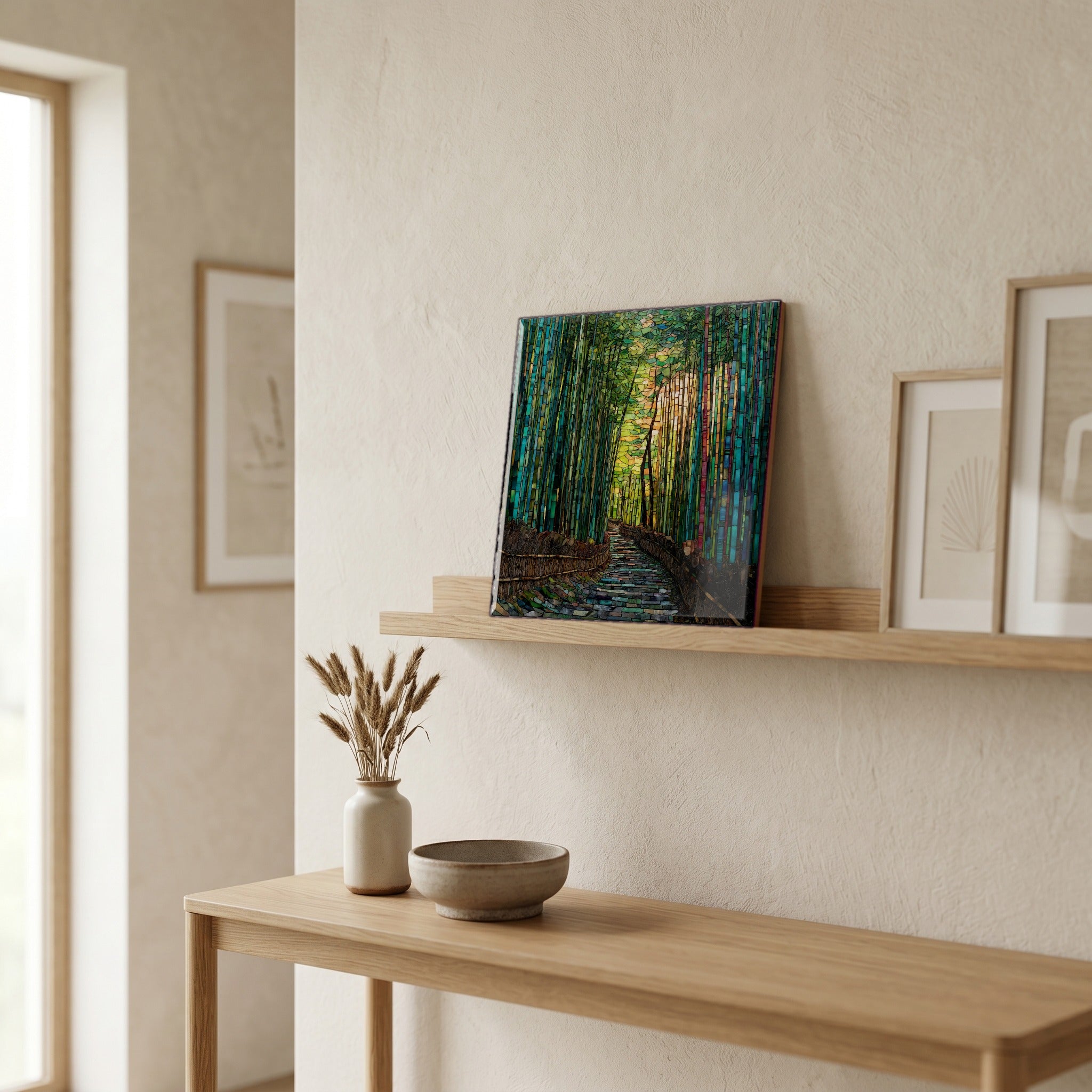 In the entryway, first thing you see.