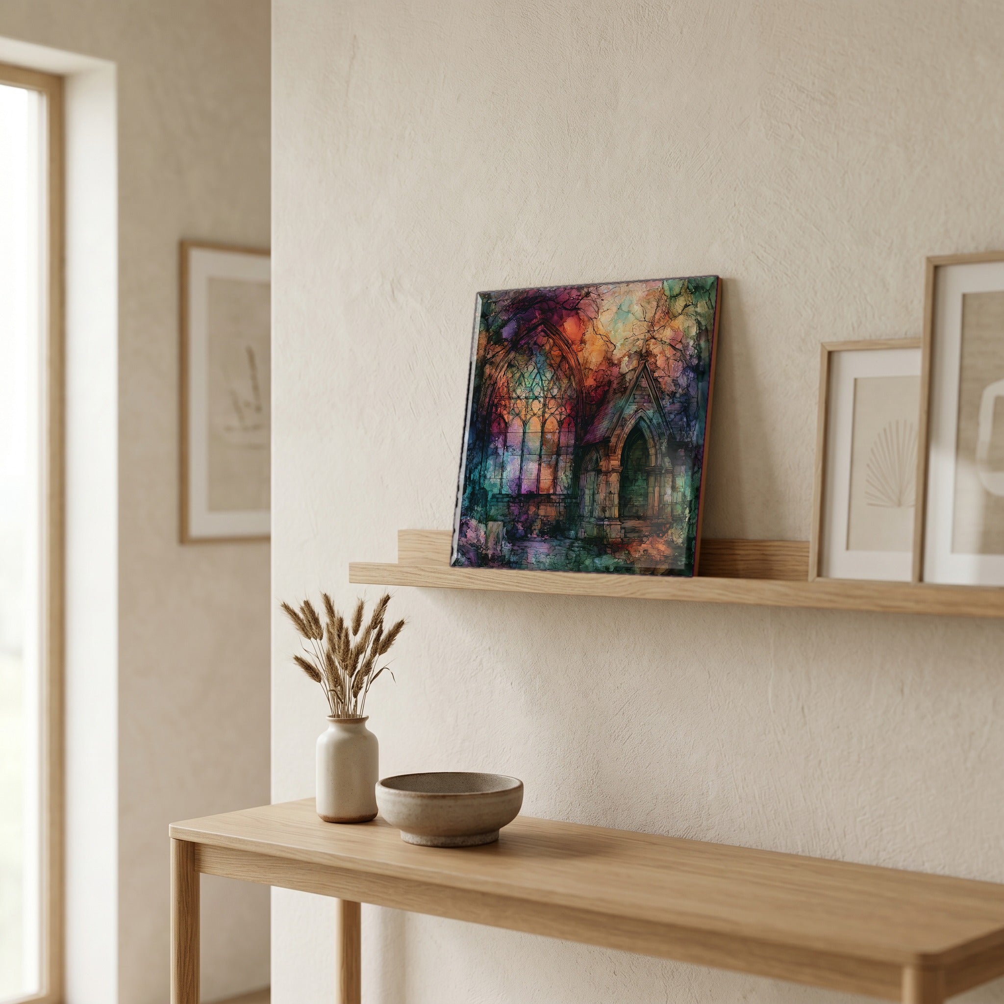 In the entryway, first thing you see.