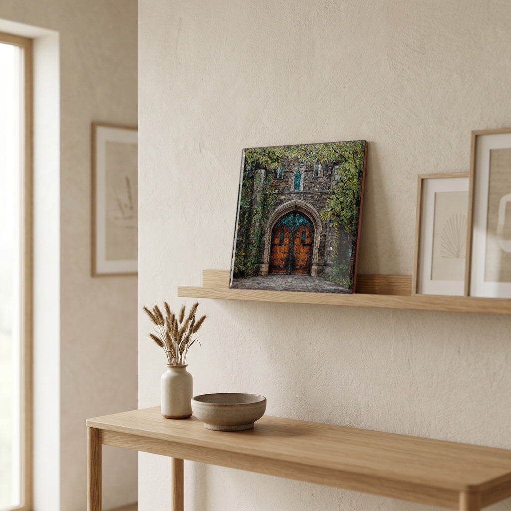 In the entryway, first thing you see.