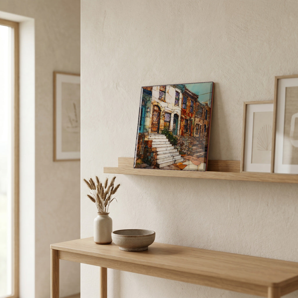 In the entryway, first thing you see.