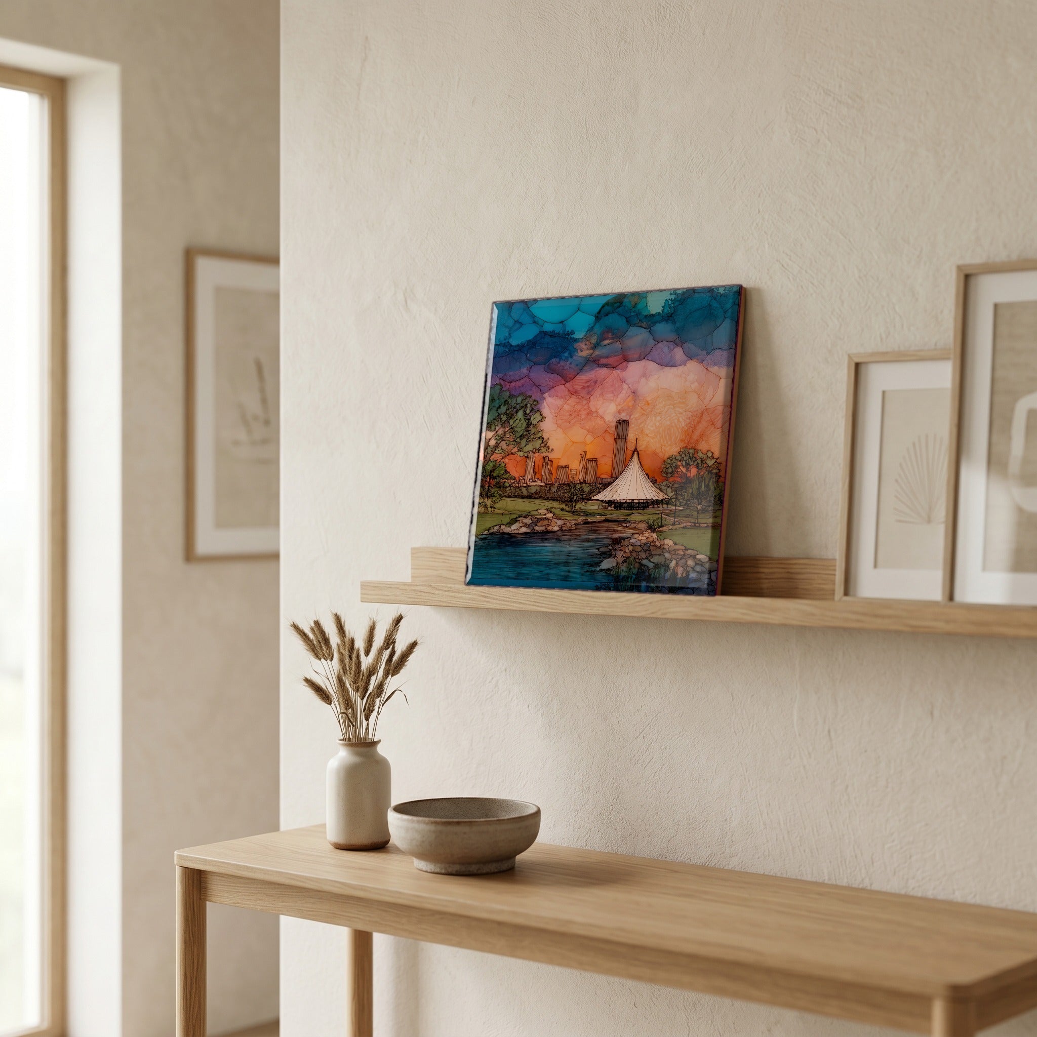 In the entryway, first thing you see.