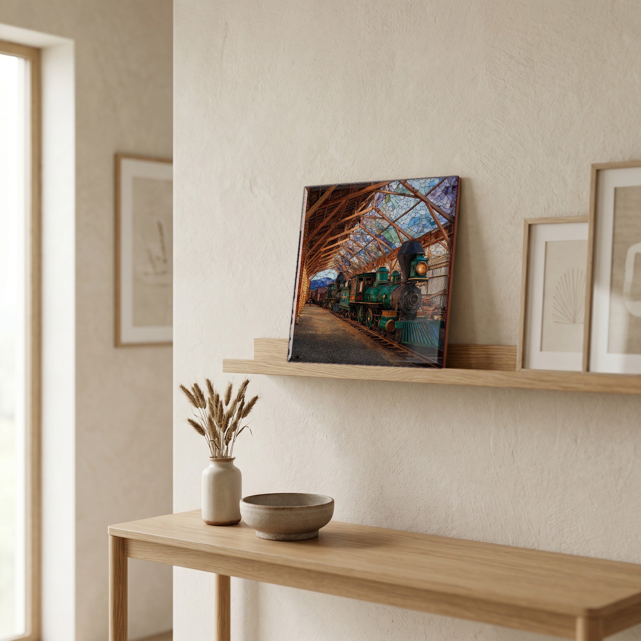 In the entryway, first thing you see.