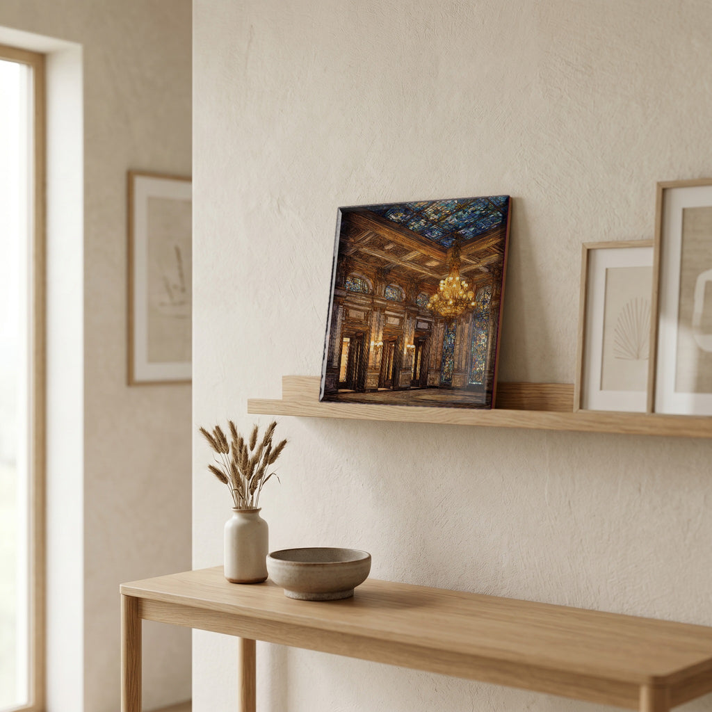 In the entryway, first thing you see.