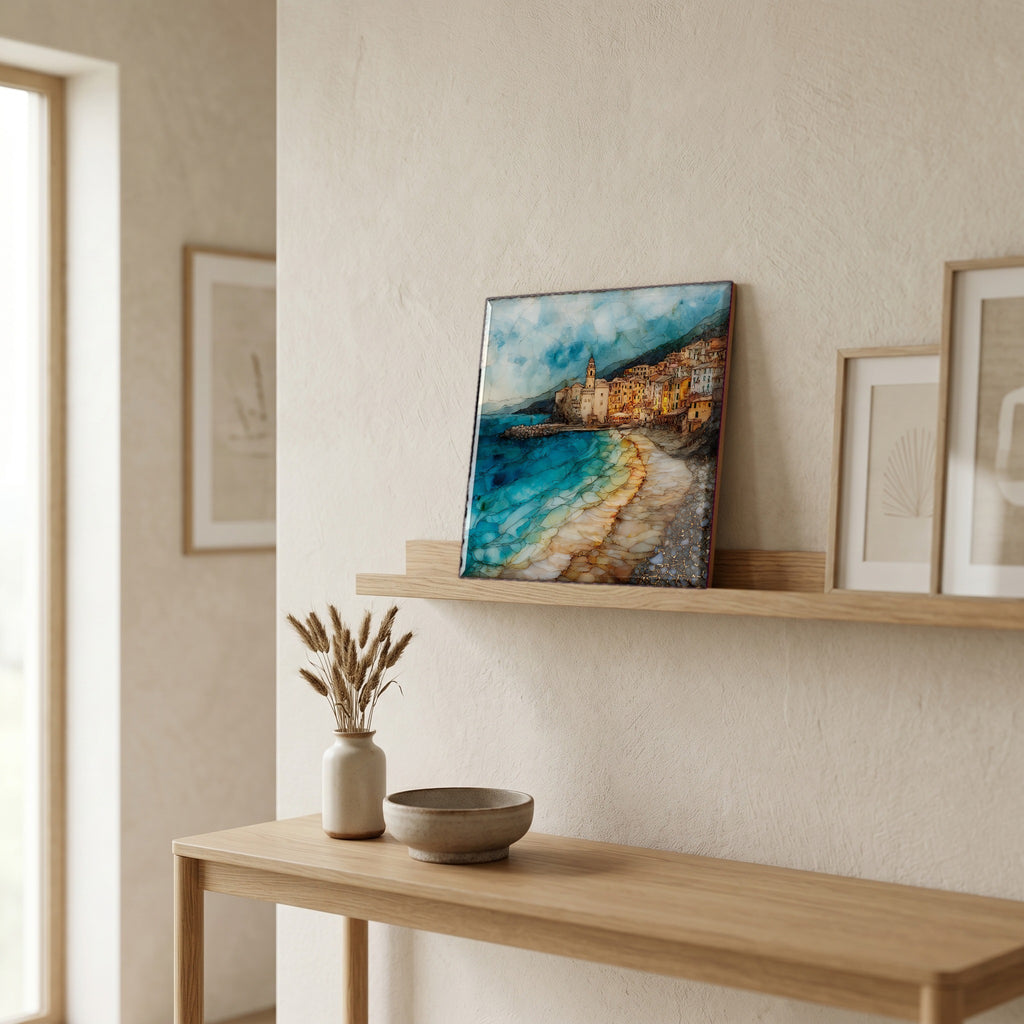 On a picture ledge, where the light comes in.