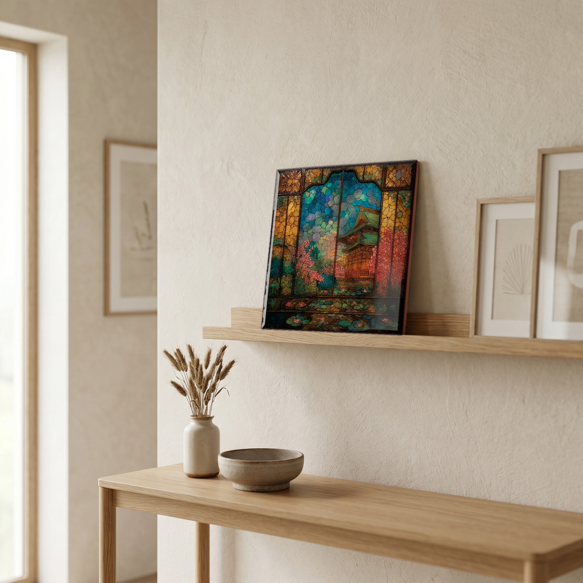 In the entryway, first thing you see.