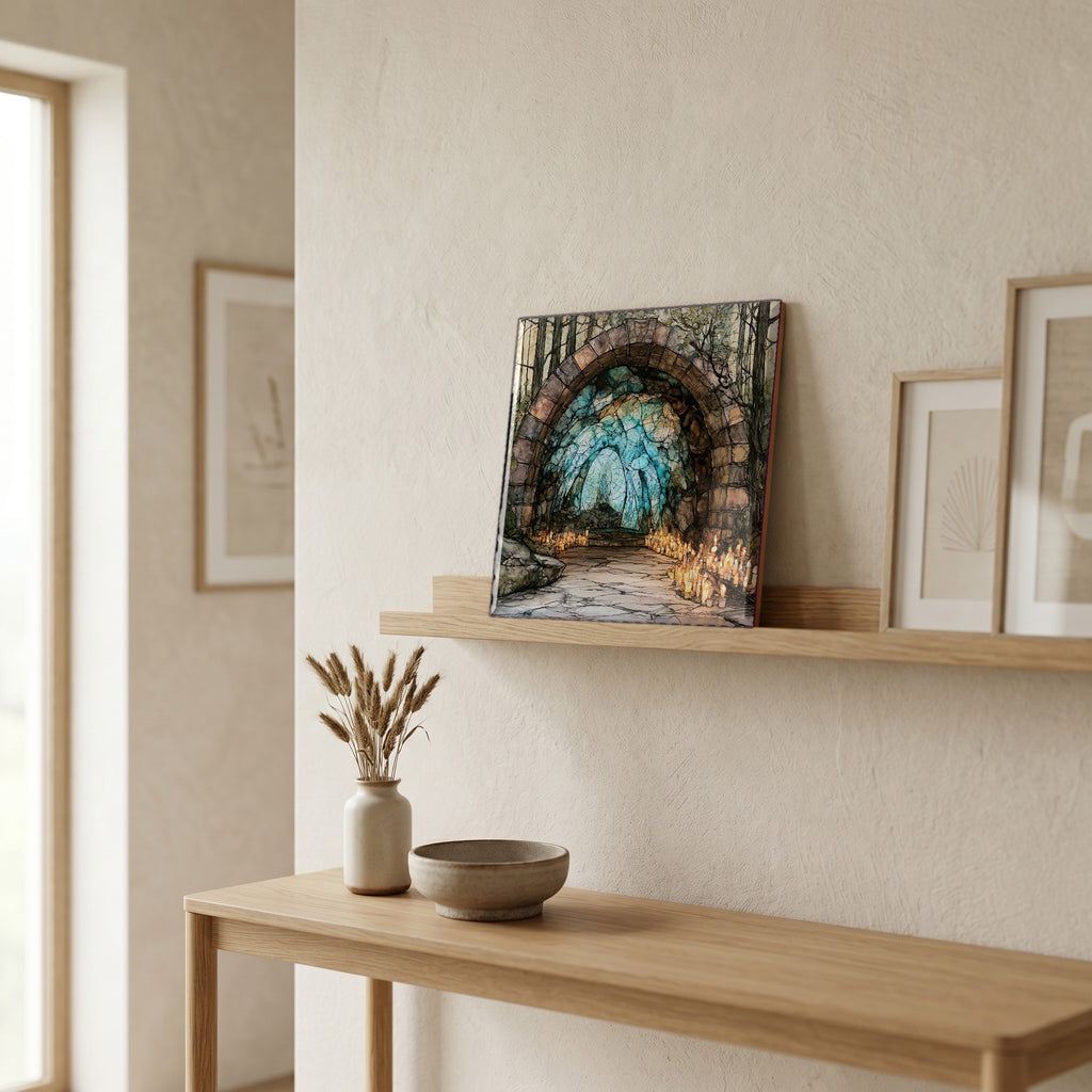 In the entryway, first thing you see.