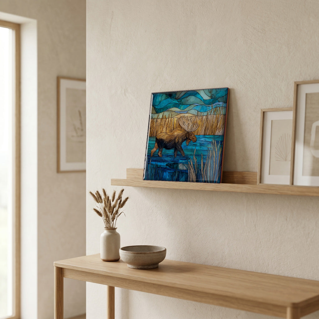 In the entryway, first thing you see.