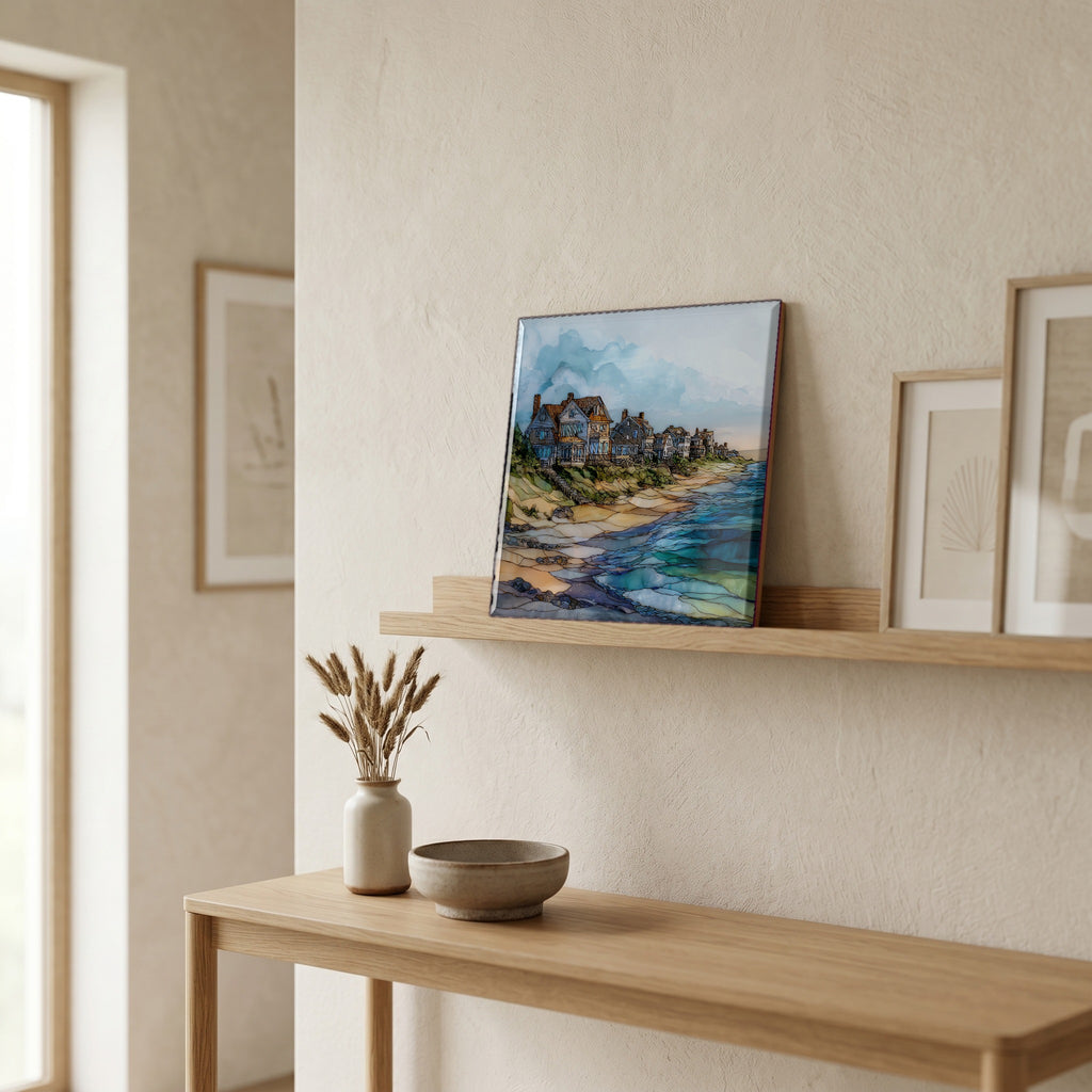 In the entryway, first thing you see.