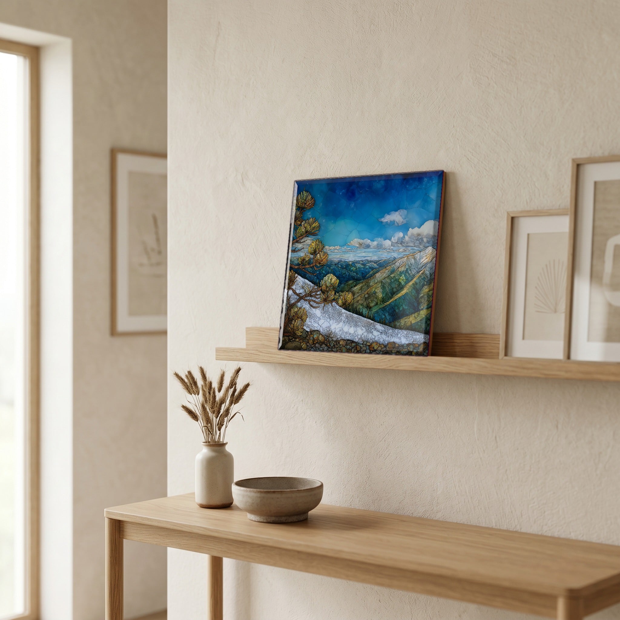 In the entryway, first thing you see.