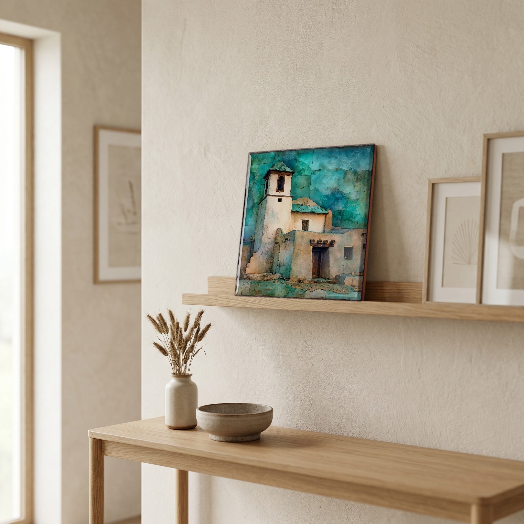 In the entryway, first thing you see.