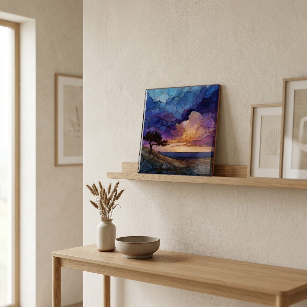 On a picture ledge, where the light comes in.