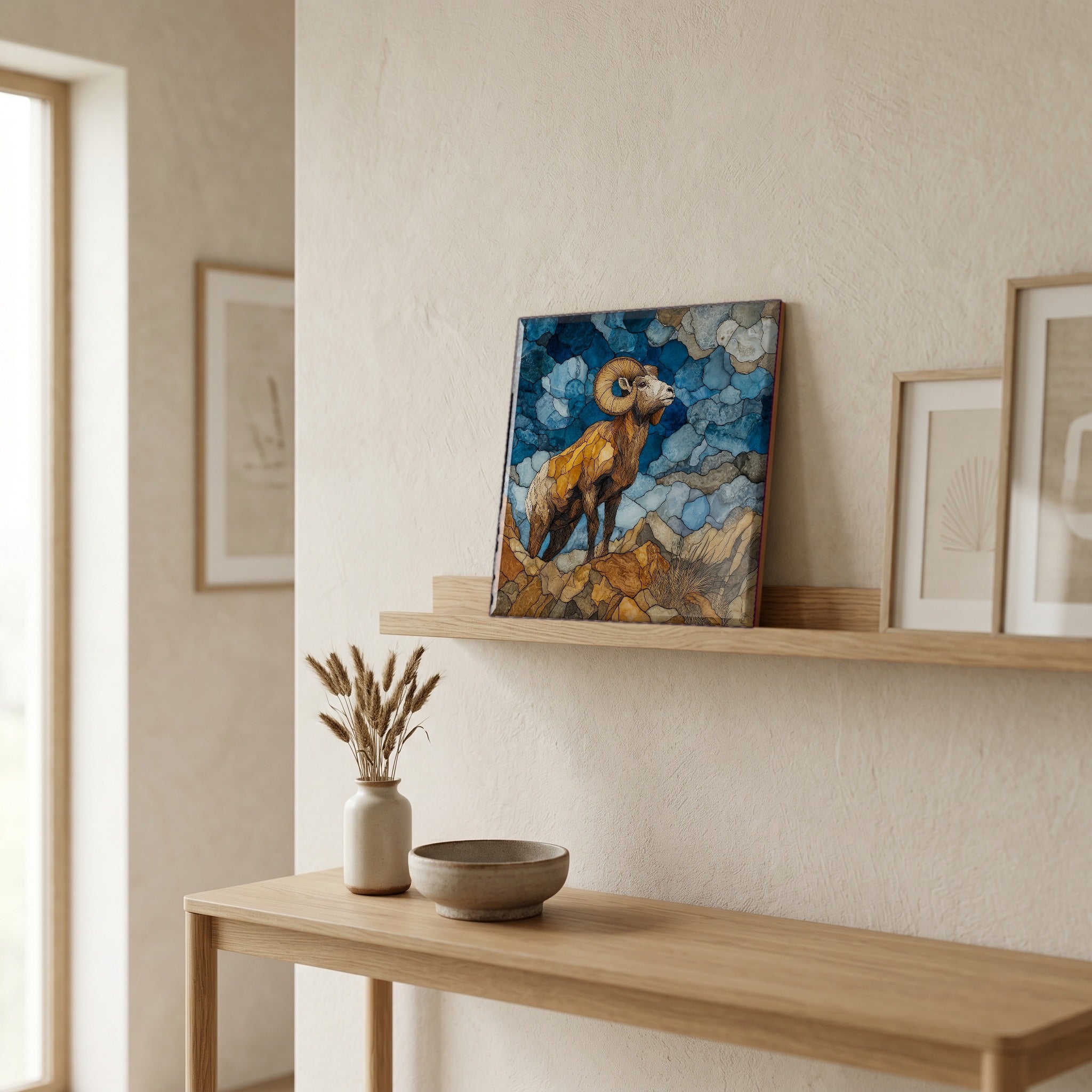 In the entryway, first thing you see.