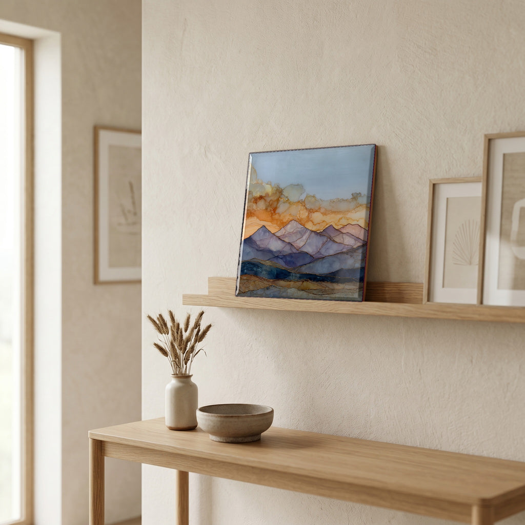 On a picture ledge, where the light comes in.