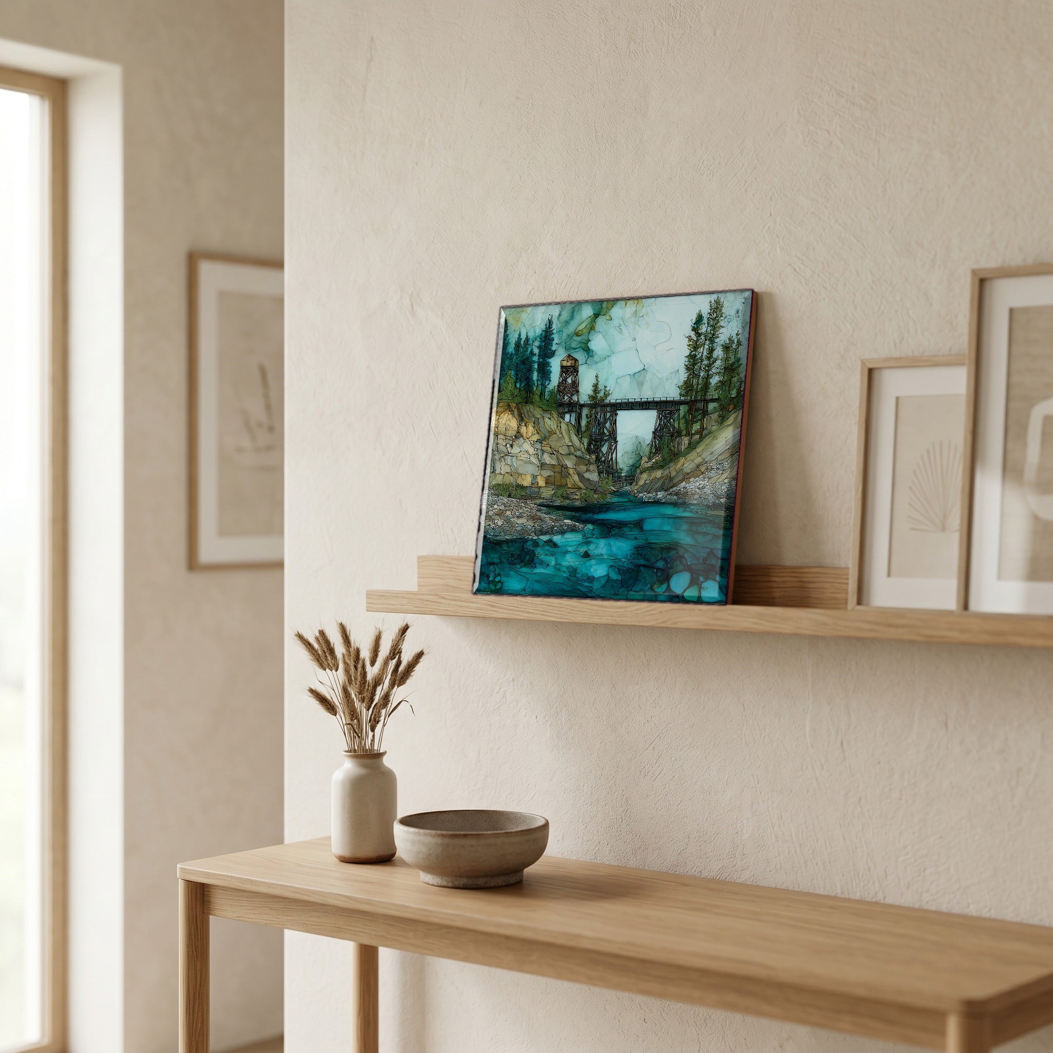 In the entryway, first thing you see.