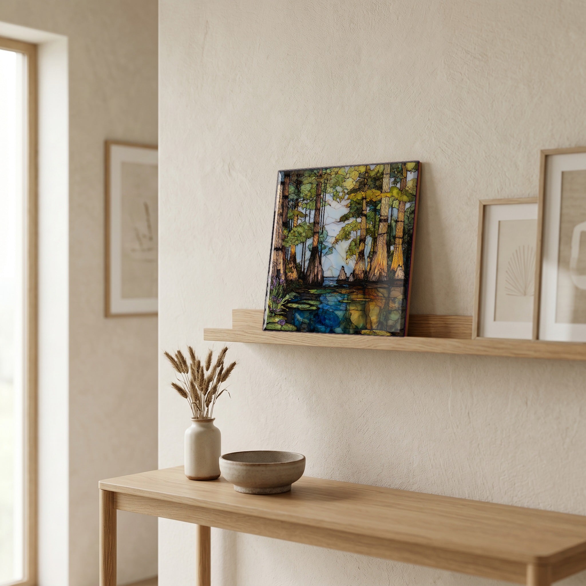 In the entryway, first thing you see.