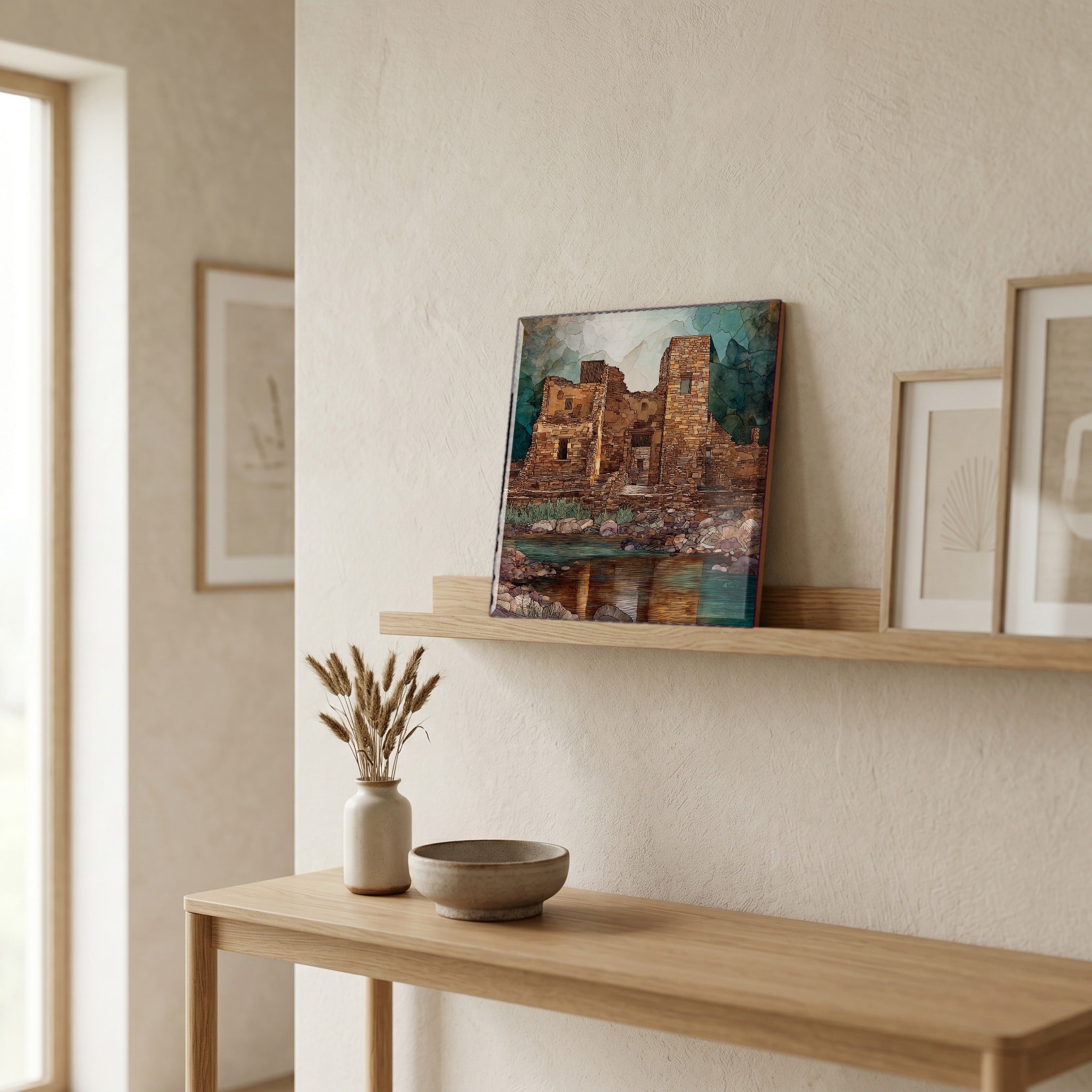 In the entryway, first thing you see.
