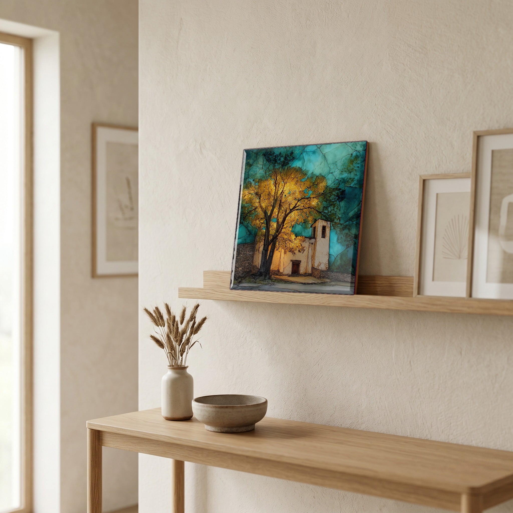 In the entryway, first thing you see.