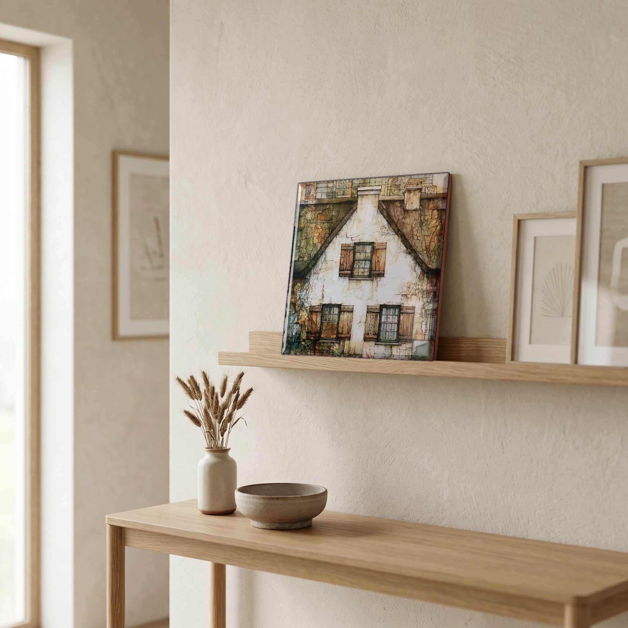 In the entryway, first thing you see.