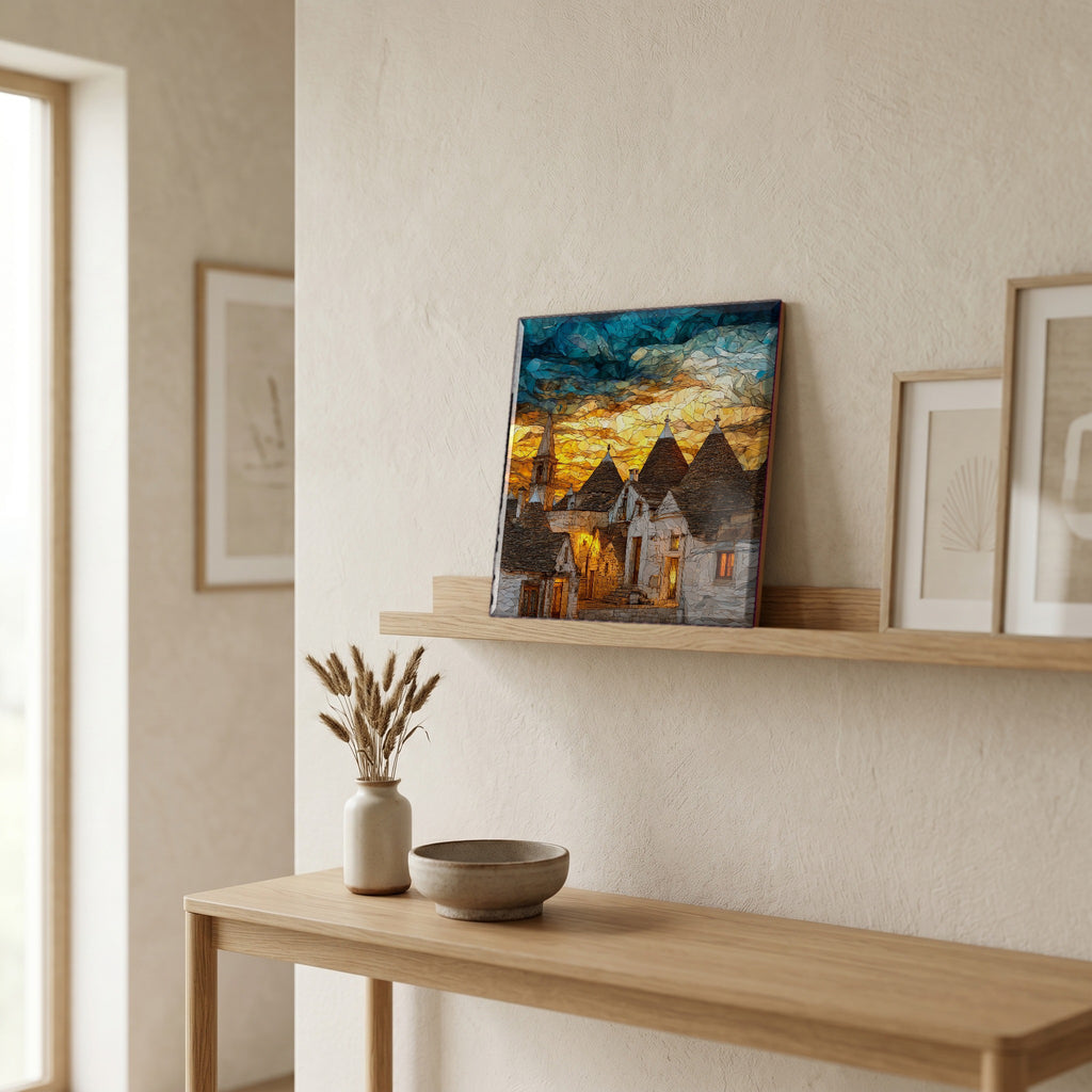 On a picture ledge, where the light comes in.