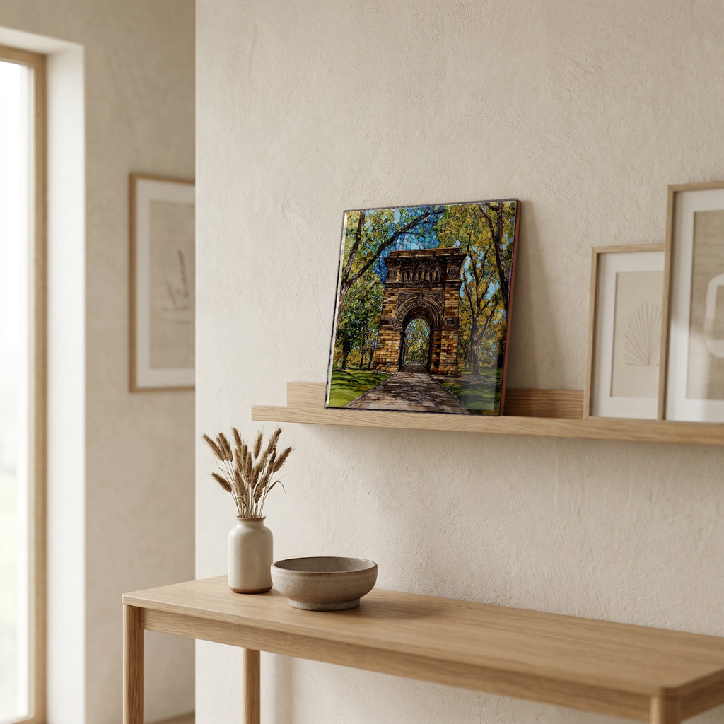 In the entryway, first thing you see.