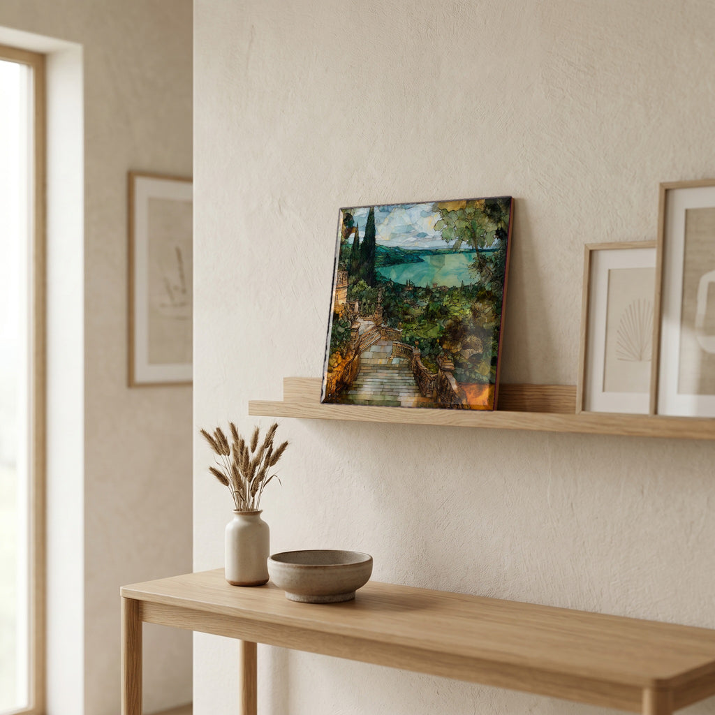 In the entryway, first thing you see.