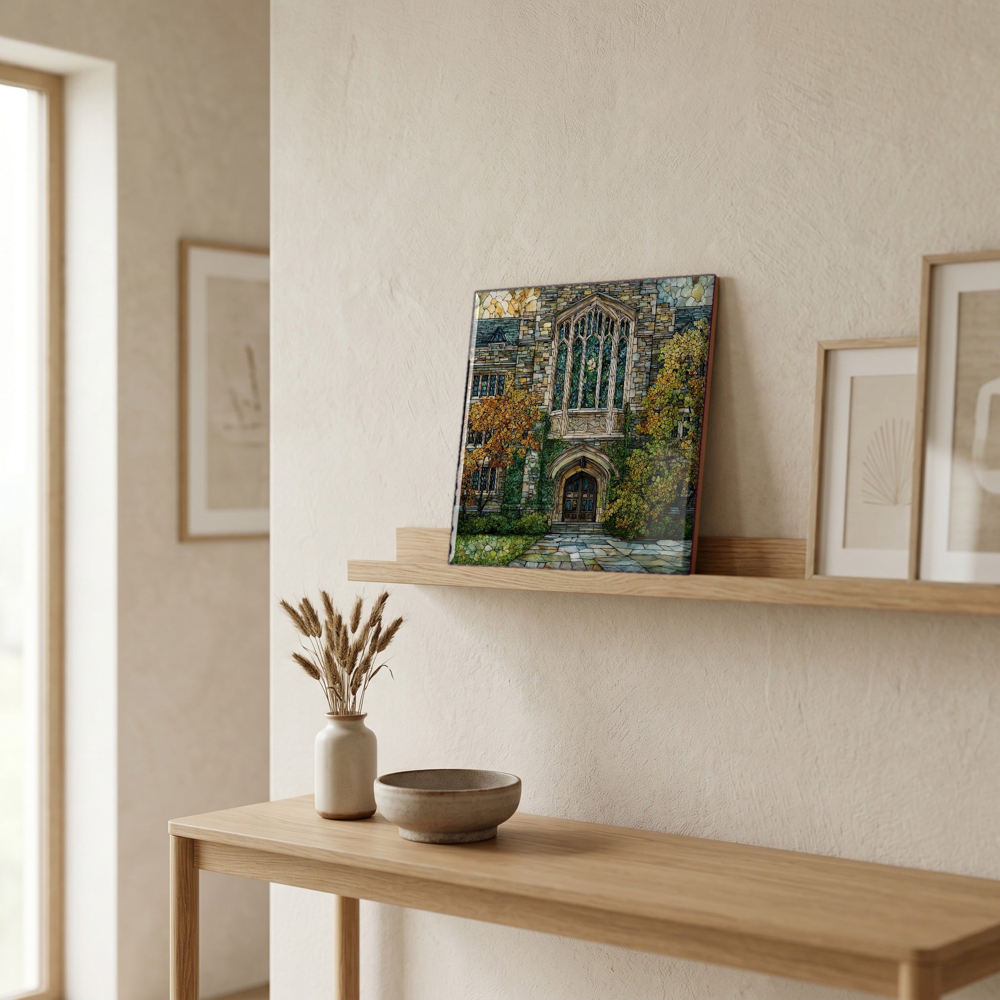 In the entryway, first thing you see.