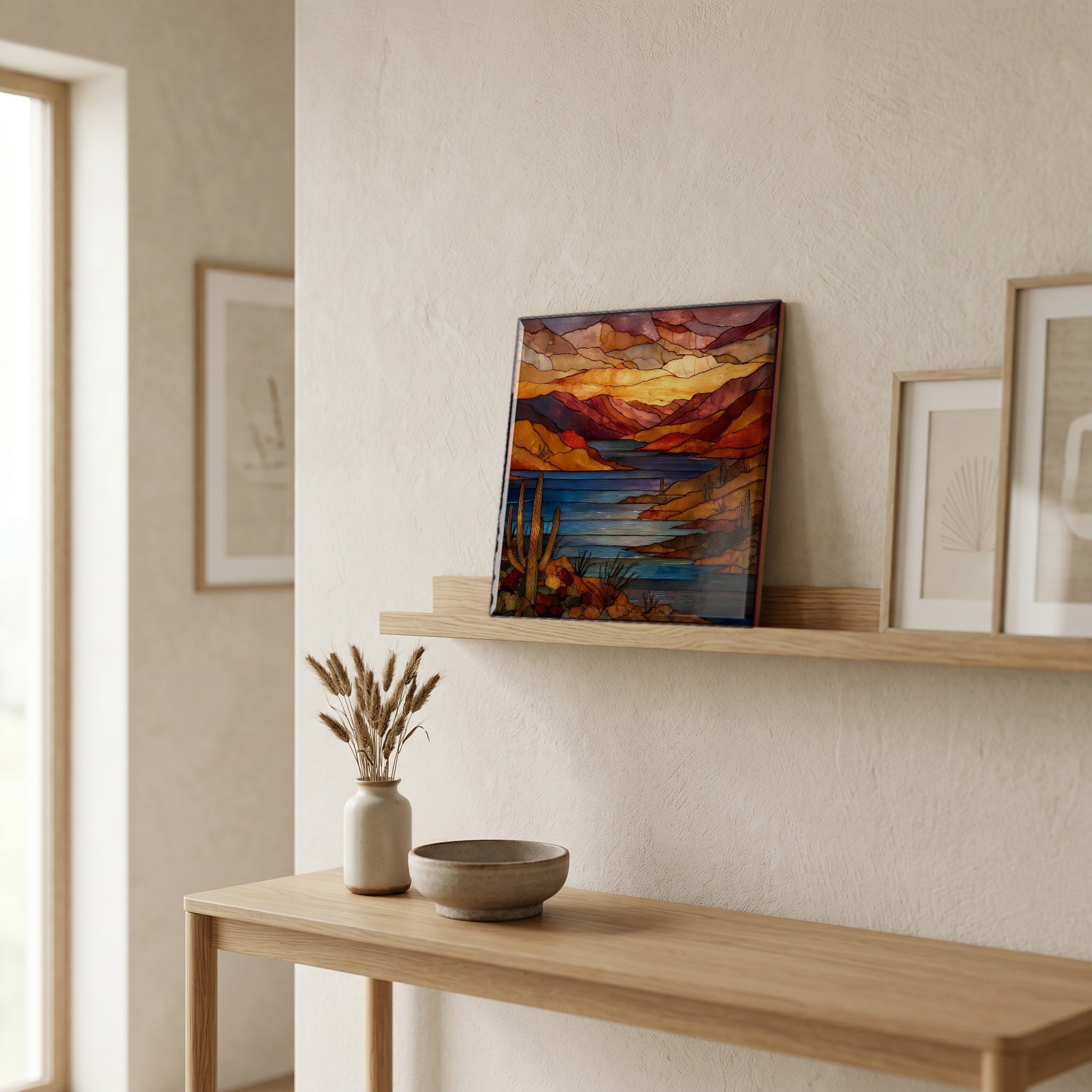 In the entryway, first thing you see.