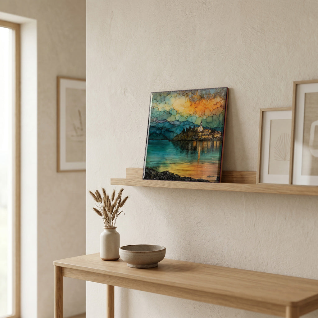 On a picture ledge, where the light comes in.