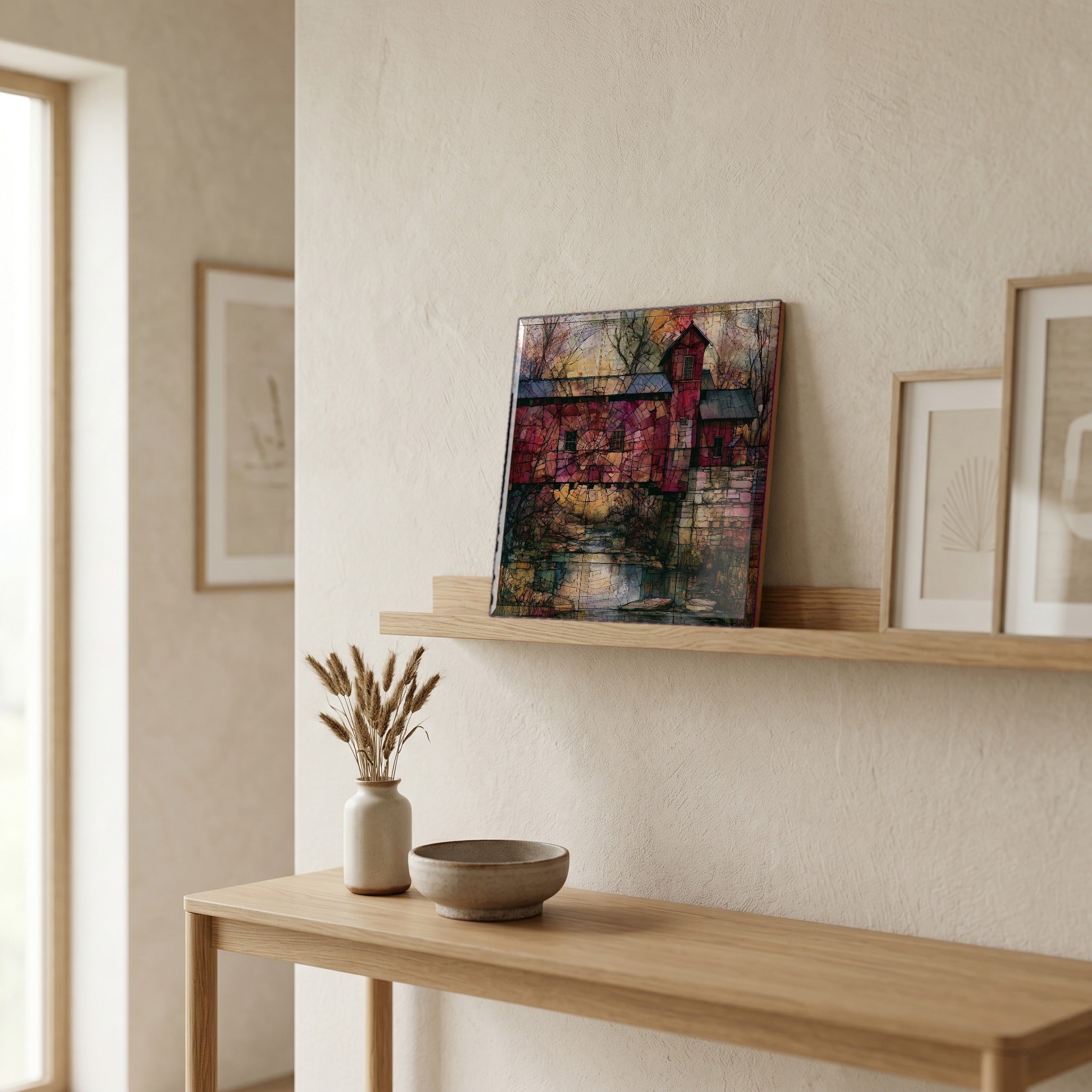In the entryway, first thing you see.