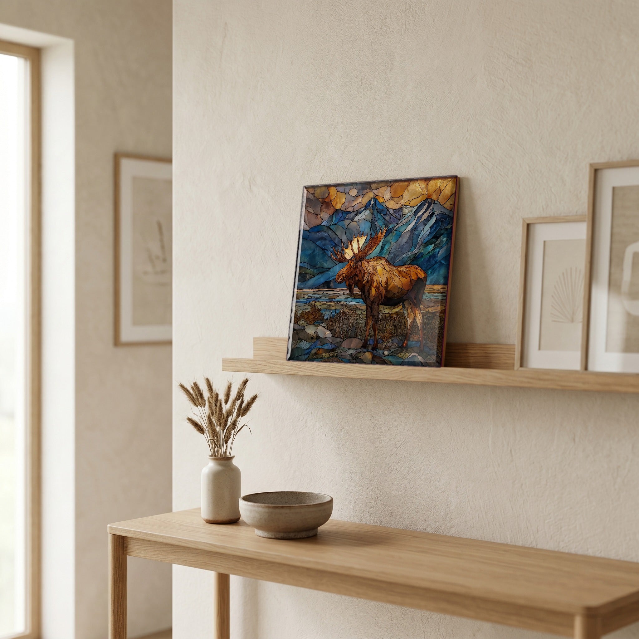 In the entryway, first thing you see.
