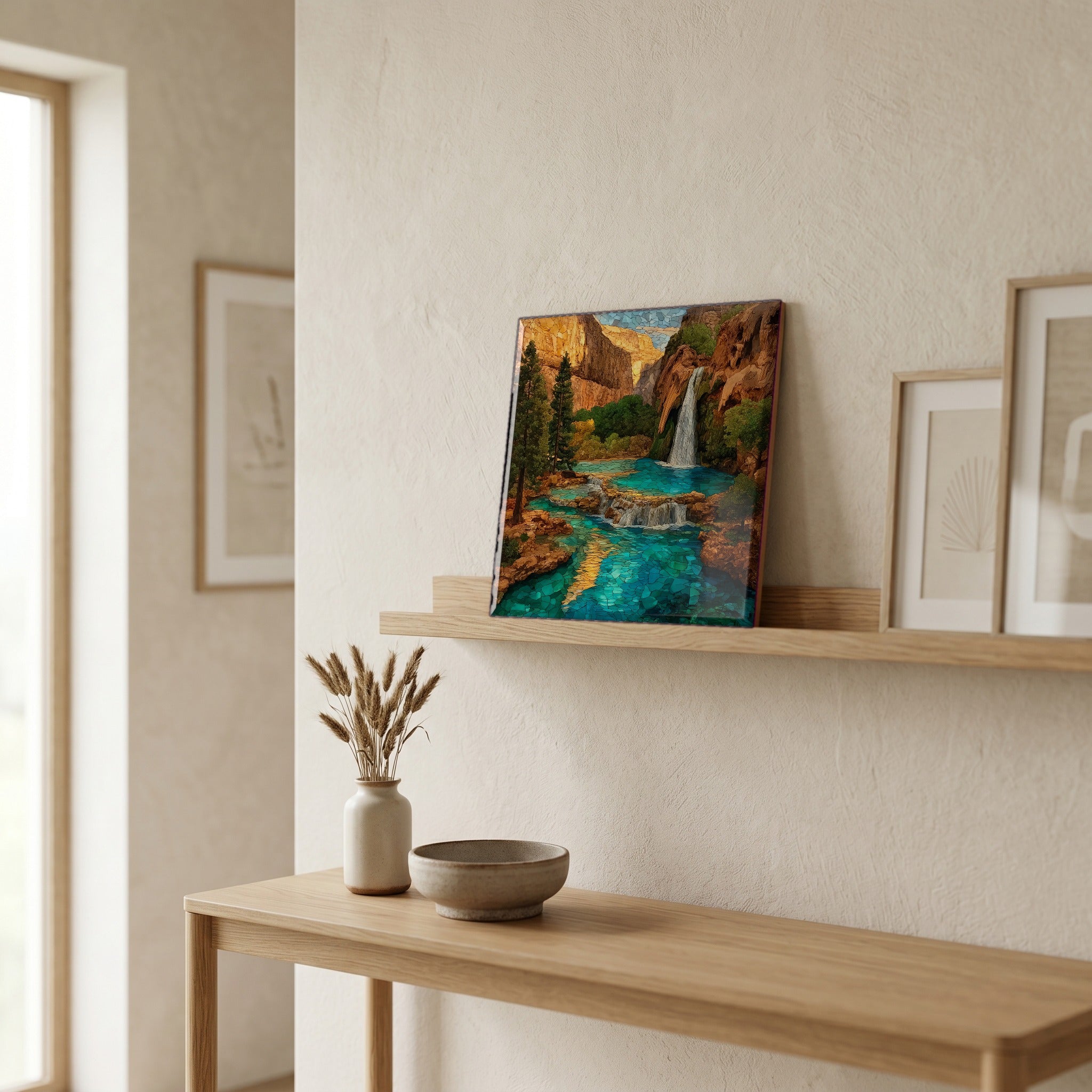 In the entryway, first thing you see.