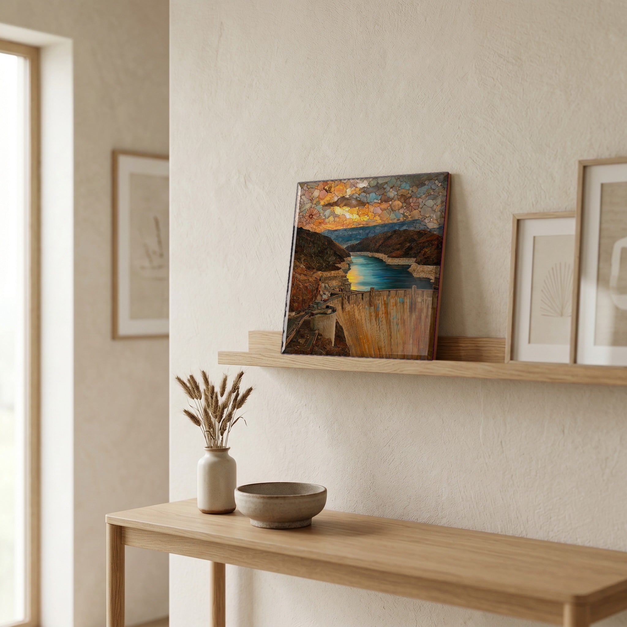 In the entryway, first thing you see.