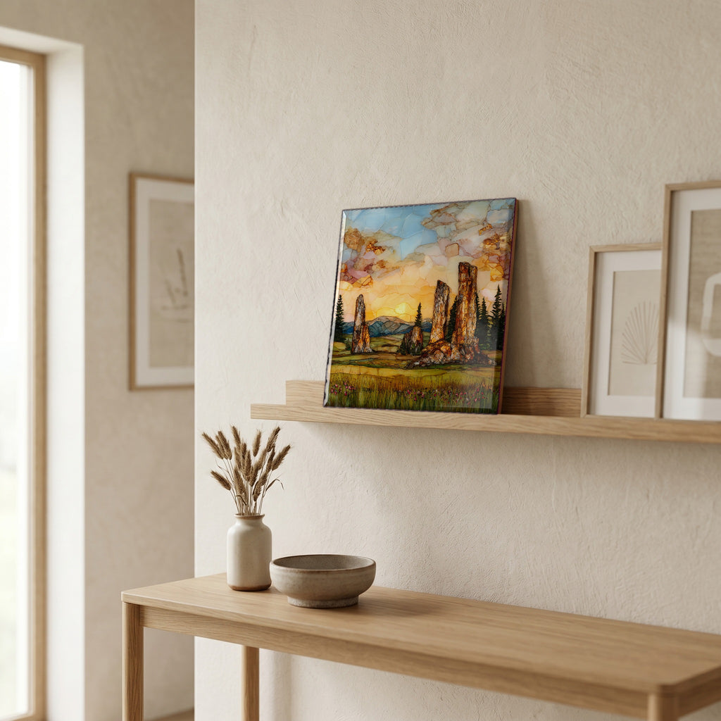 On a picture ledge, where the light comes in.