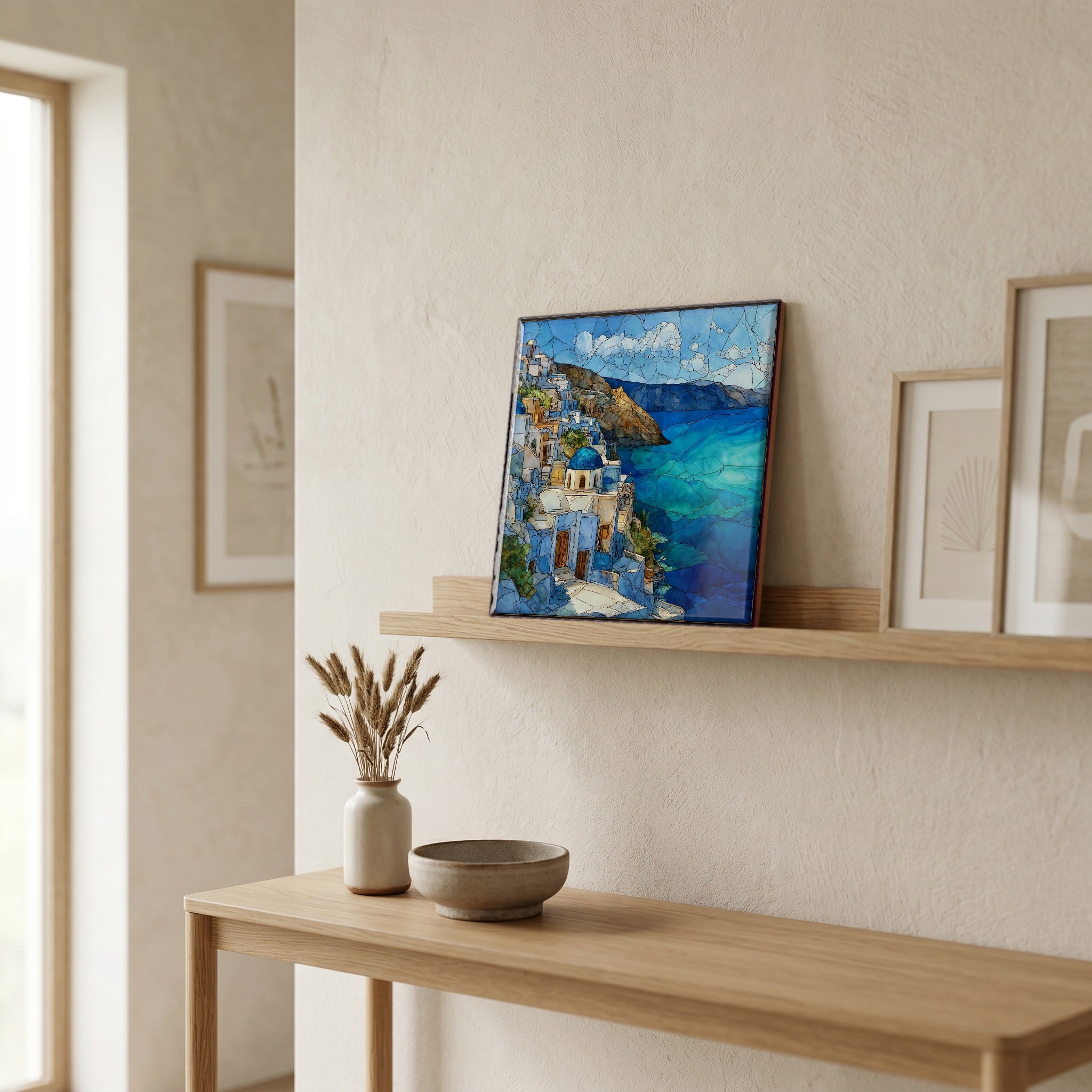 In the entryway, first thing you see.