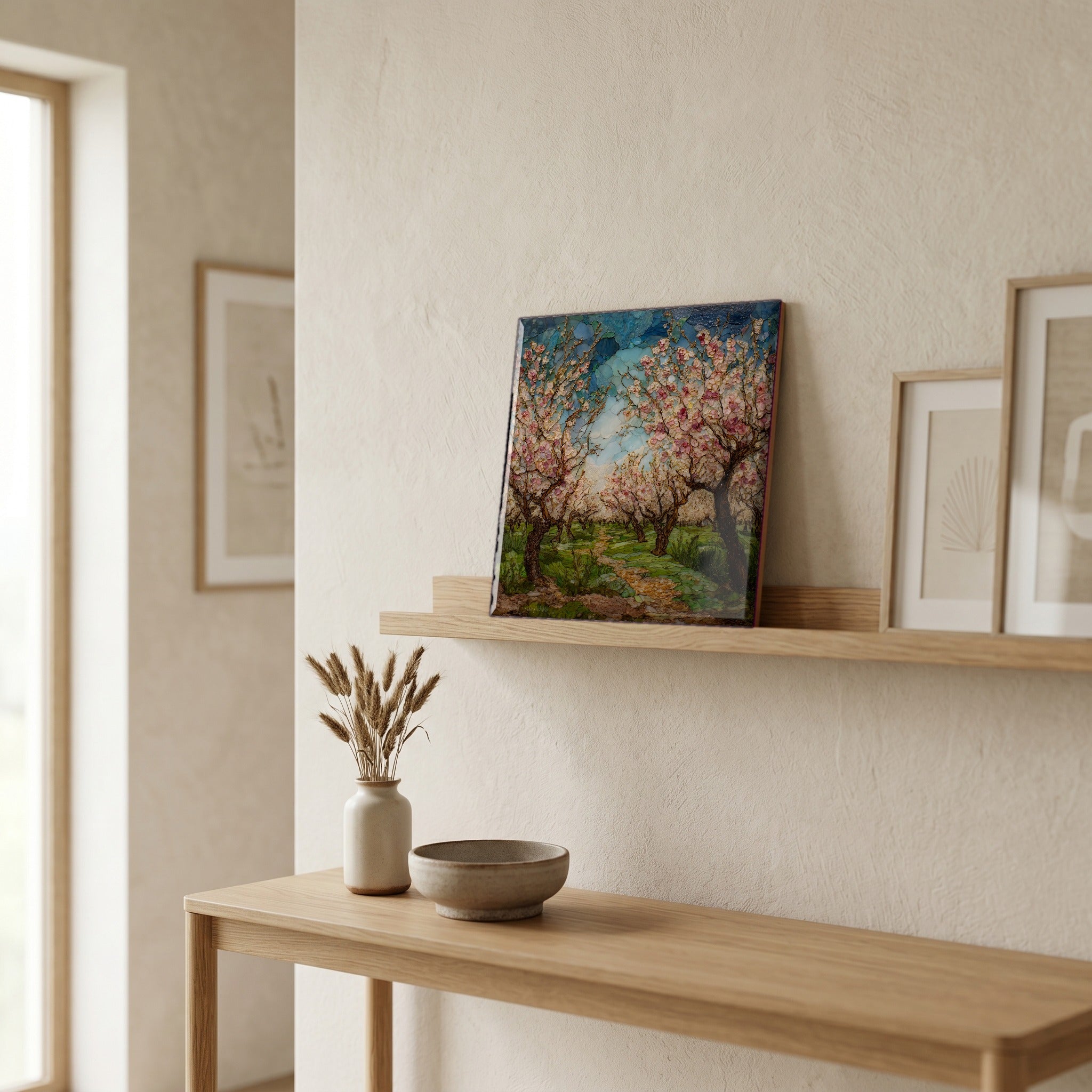 In the entryway, first thing you see.