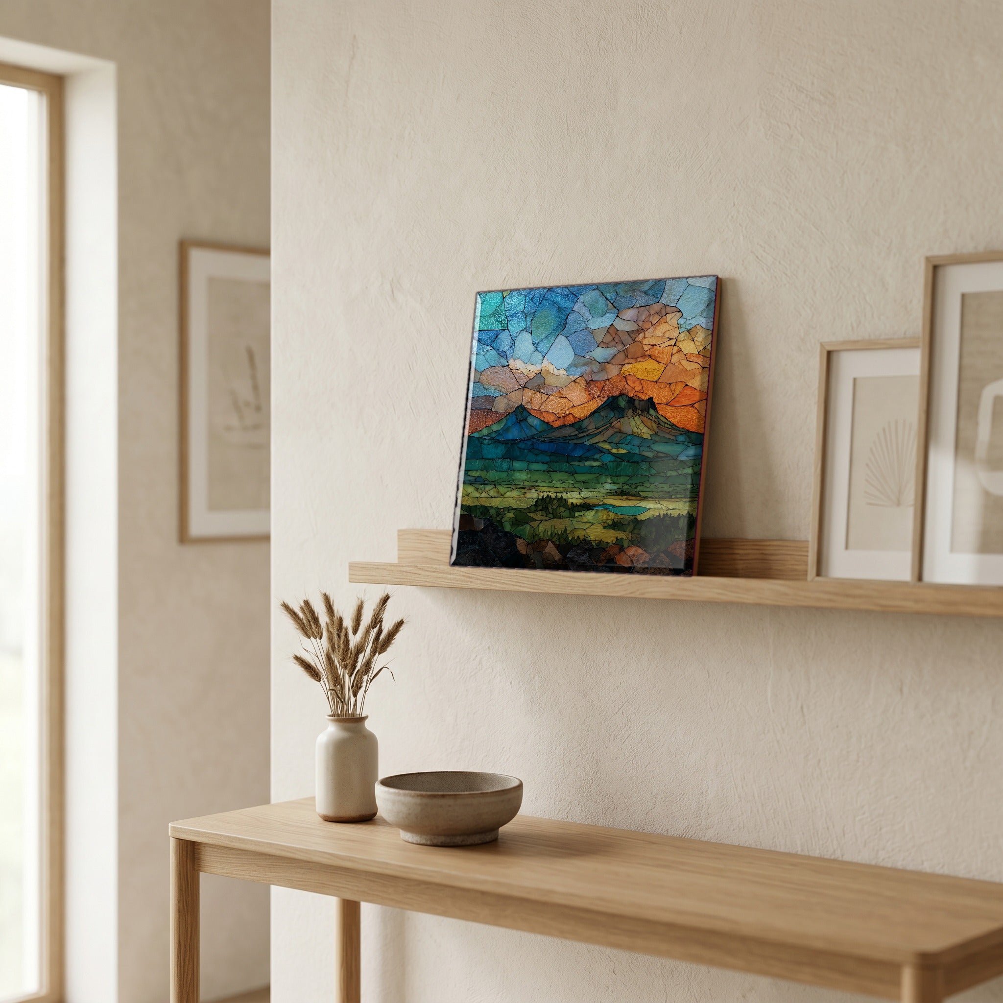 In the entryway, first thing you see.