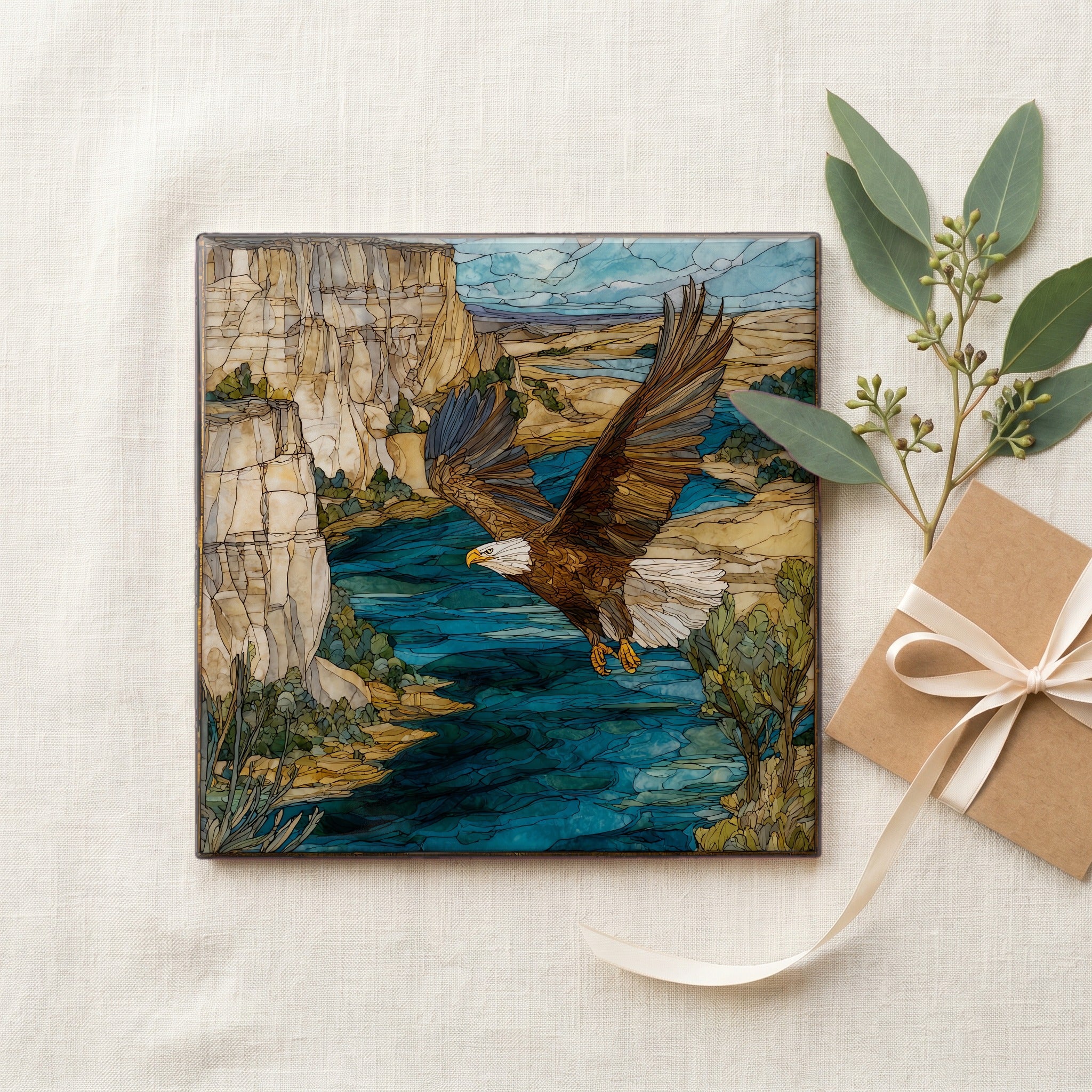 a bald eagle banking — gifting