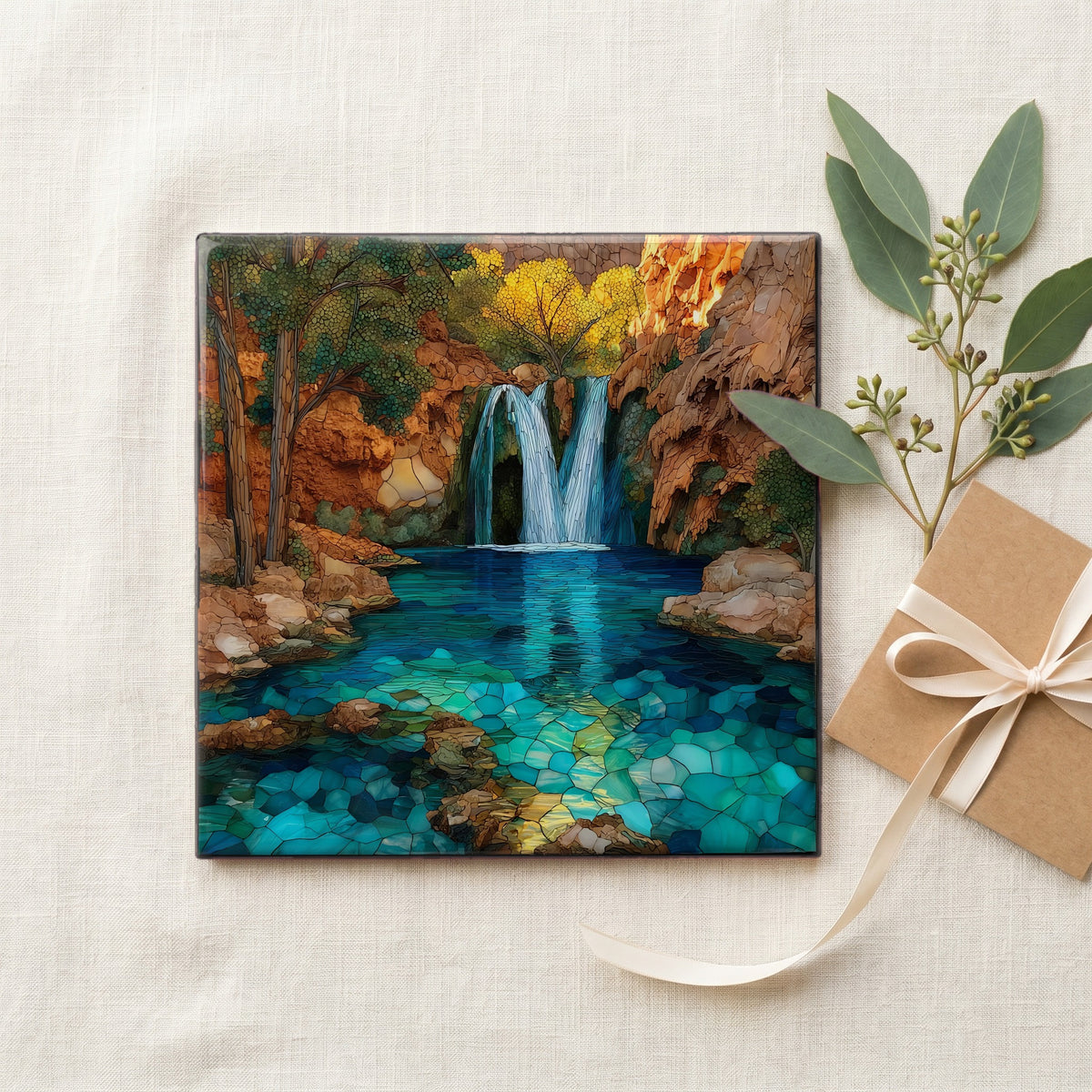 the remote turquoise-blue waterfall — gifting