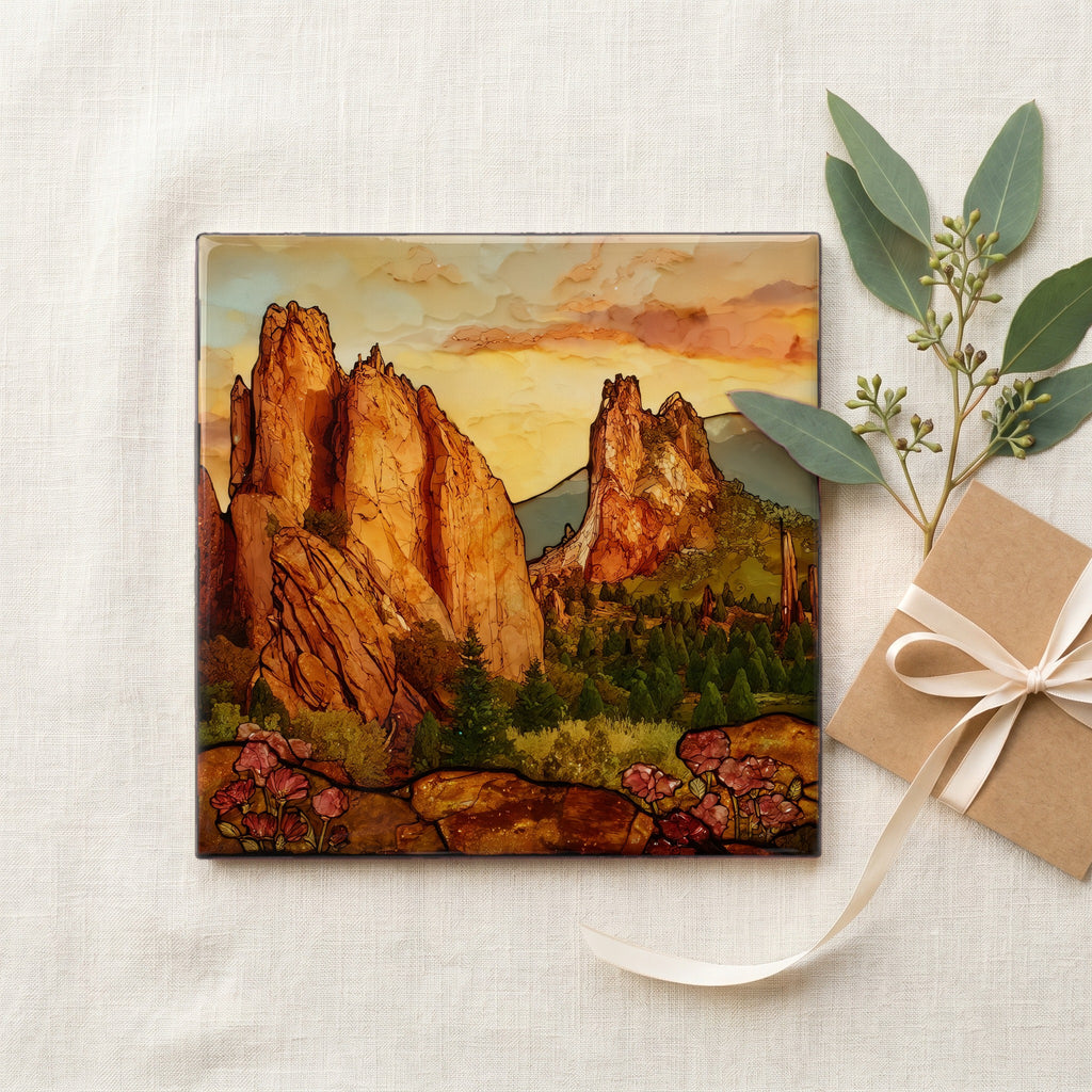 Garden of the Gods Balanced Rock Front Range Ceramic Art Tile — gifting