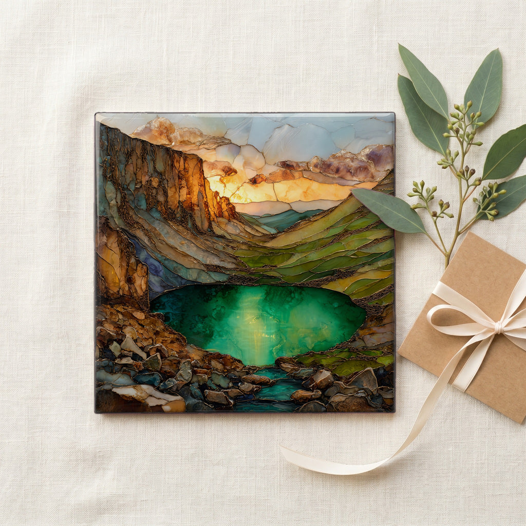 Emerald Lake below Hallett Rocky Mountain National Park Ceramic Art Tile — gifting