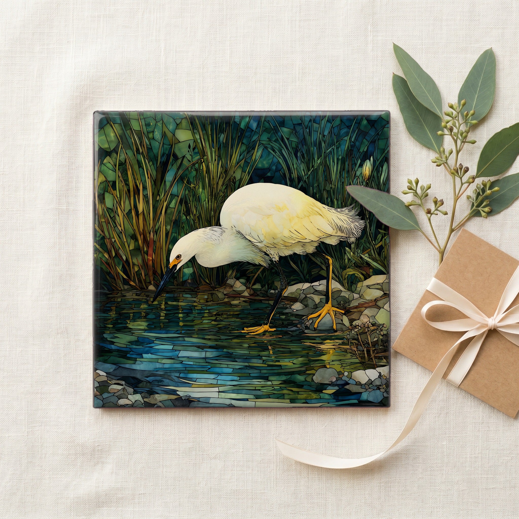 a snowy egret stalking the shallows — gifting