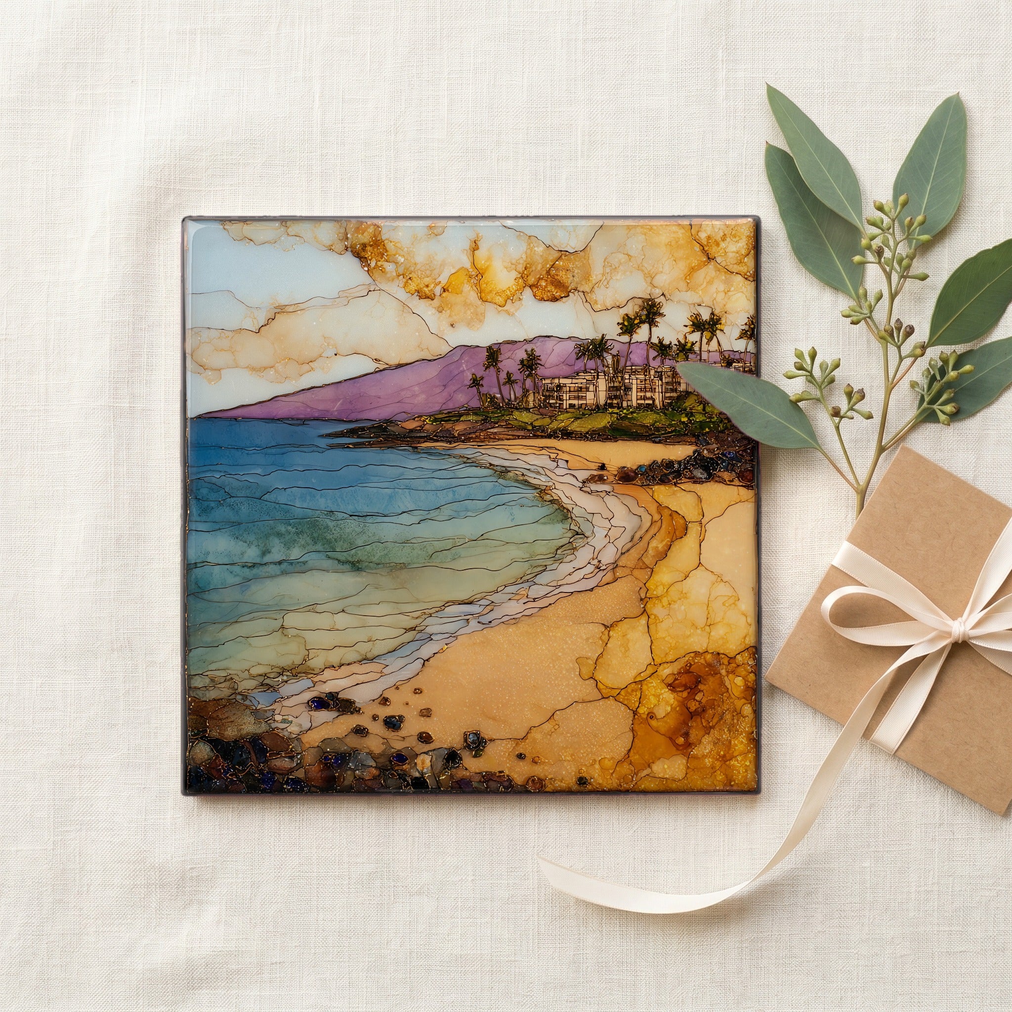 Wailea Beach Maui Ceramic Art Tile — gifting