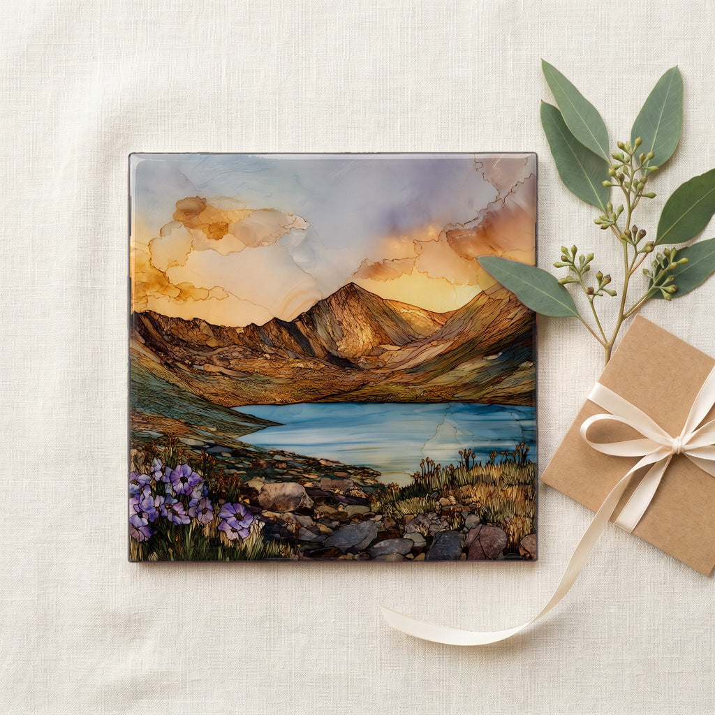 Mount Evans Summit Lake Front Range Ceramic Art Tile — gifting